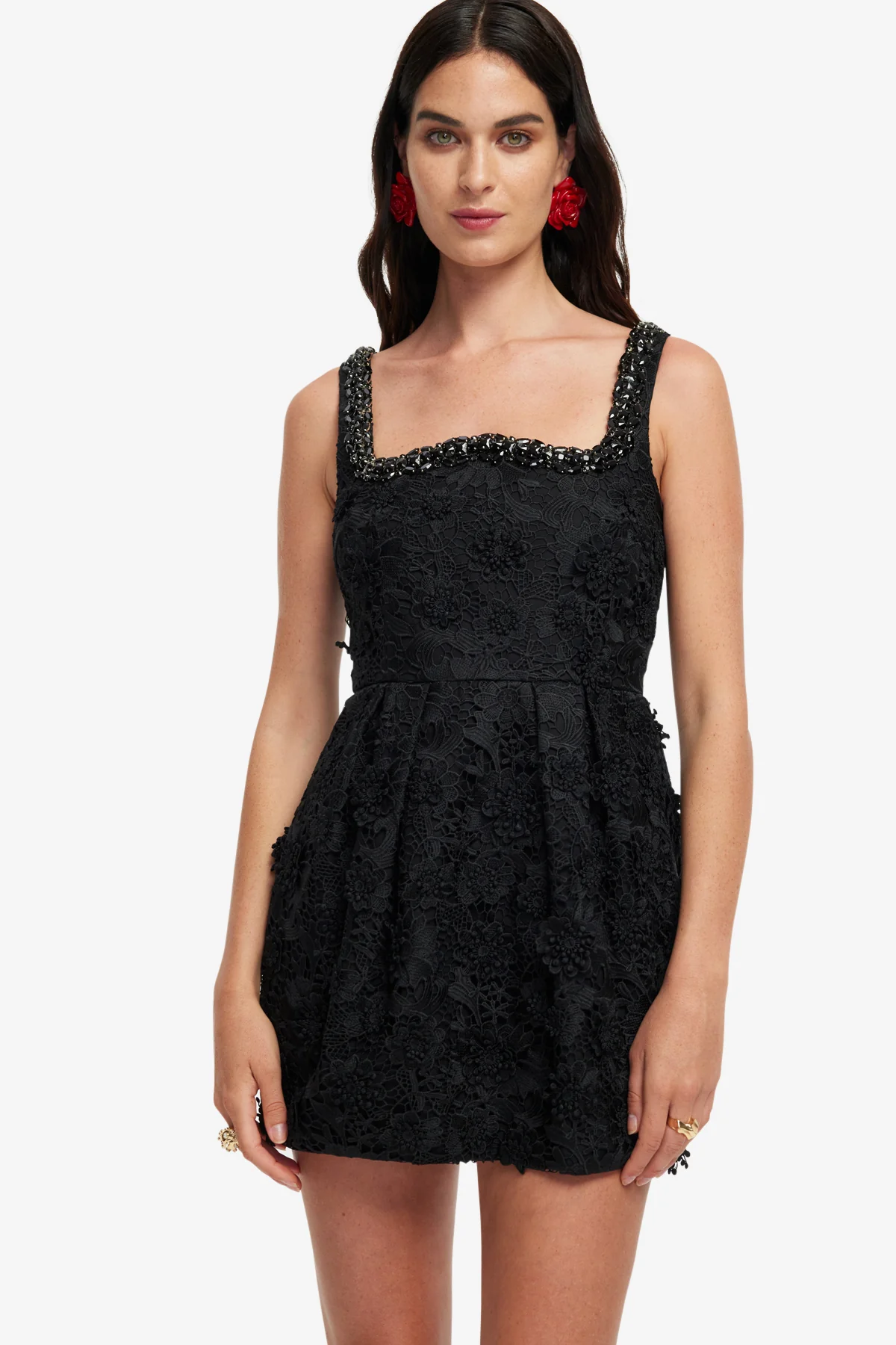Piper Lace Mini Dress - Ebony - Image 6