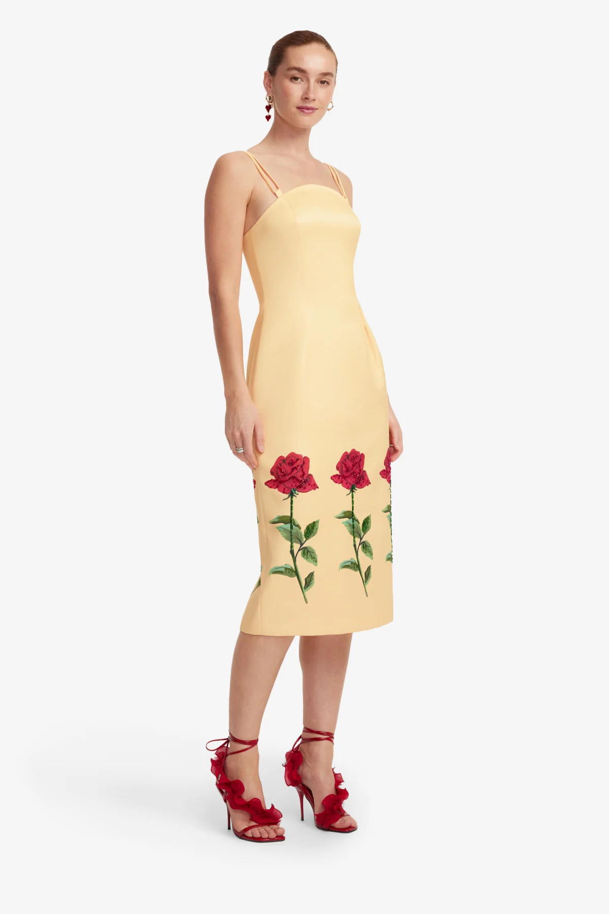 Polina Embellished Rose Midi Dress - Butter - Image 3