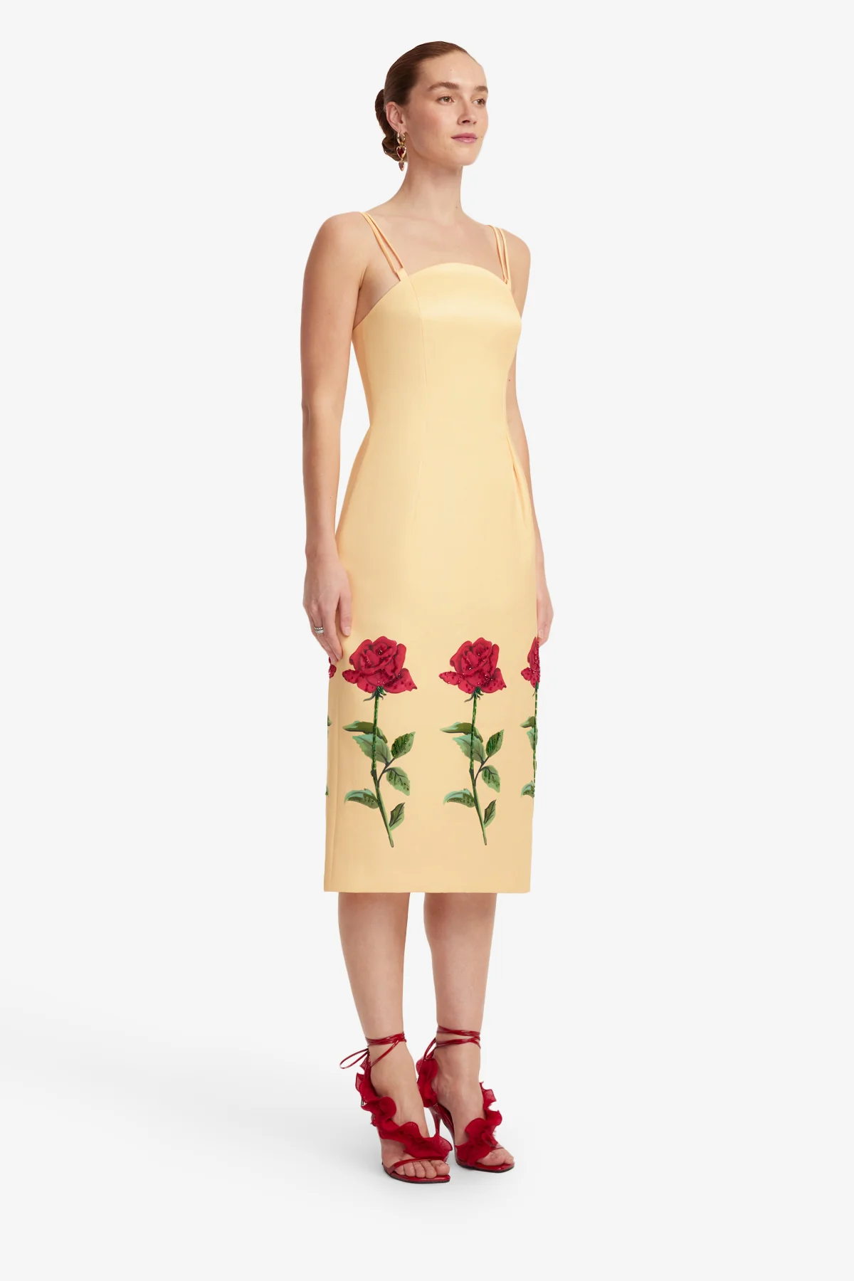 Polina Embellished Rose Midi Dress - Butter - Image 4