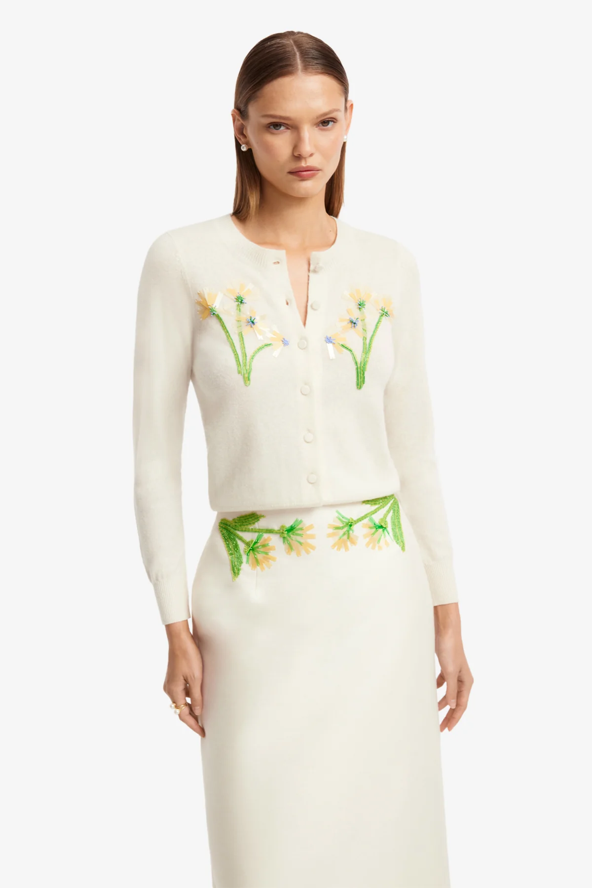 Quinn Embellished Wool Midi Skirt - Wildflower - Image 6