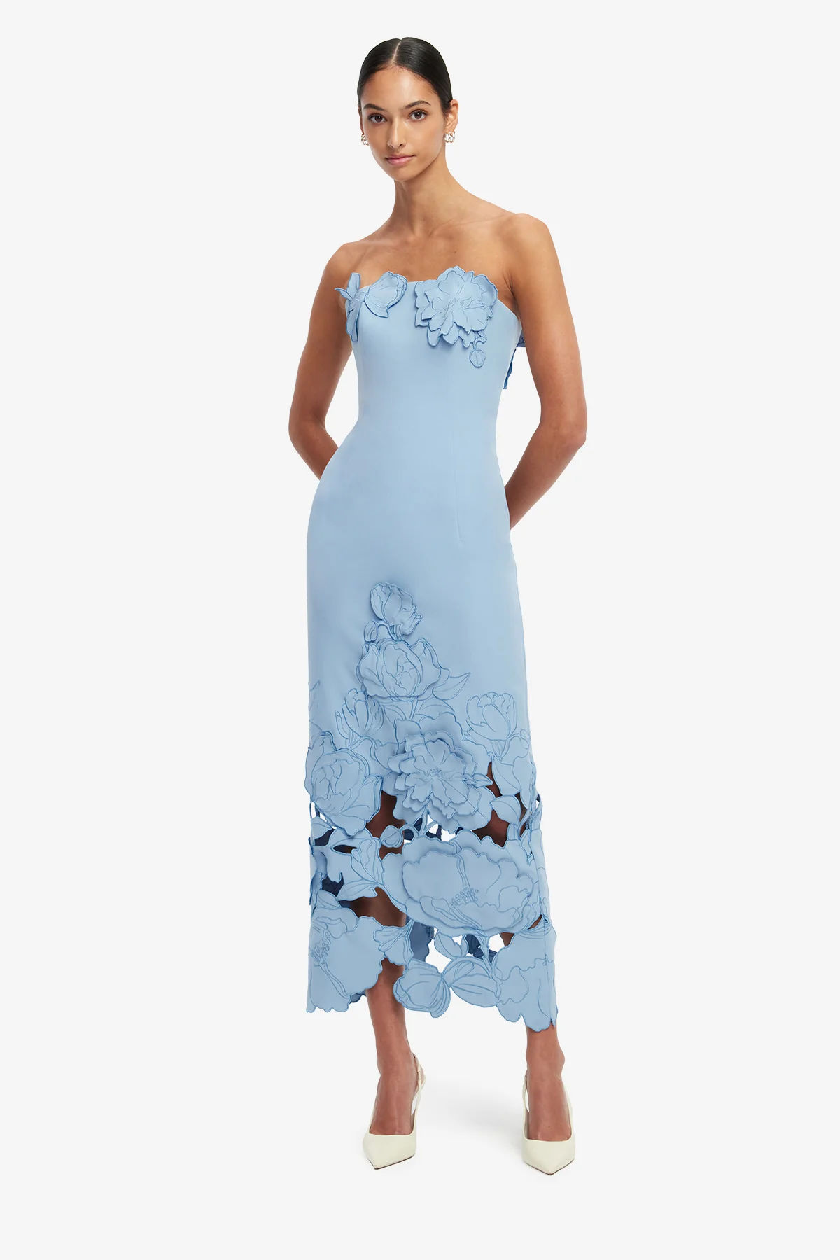 Rayna Appliqué Bustier Maxi Dress - Baby Blue - Image 3