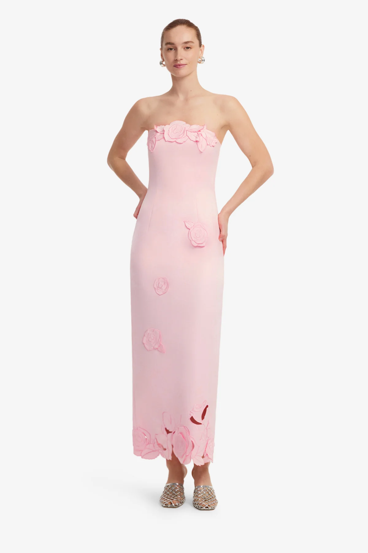 Rayna Appliqué Bustier Maxi Dress - Blush Pink - Image 3
