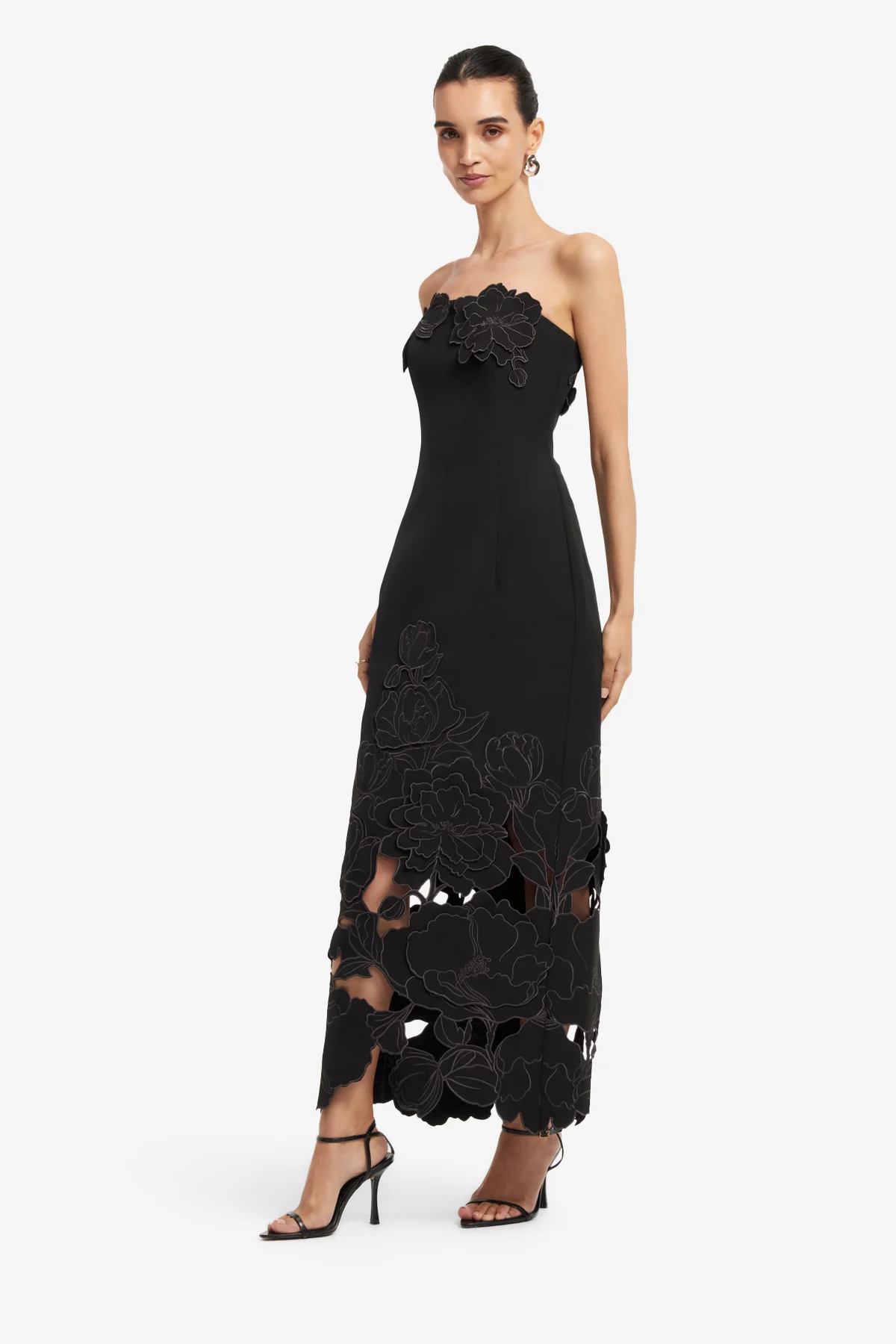 Rayna Appliqué Bustier Maxi Dress - Ebony - Image 3