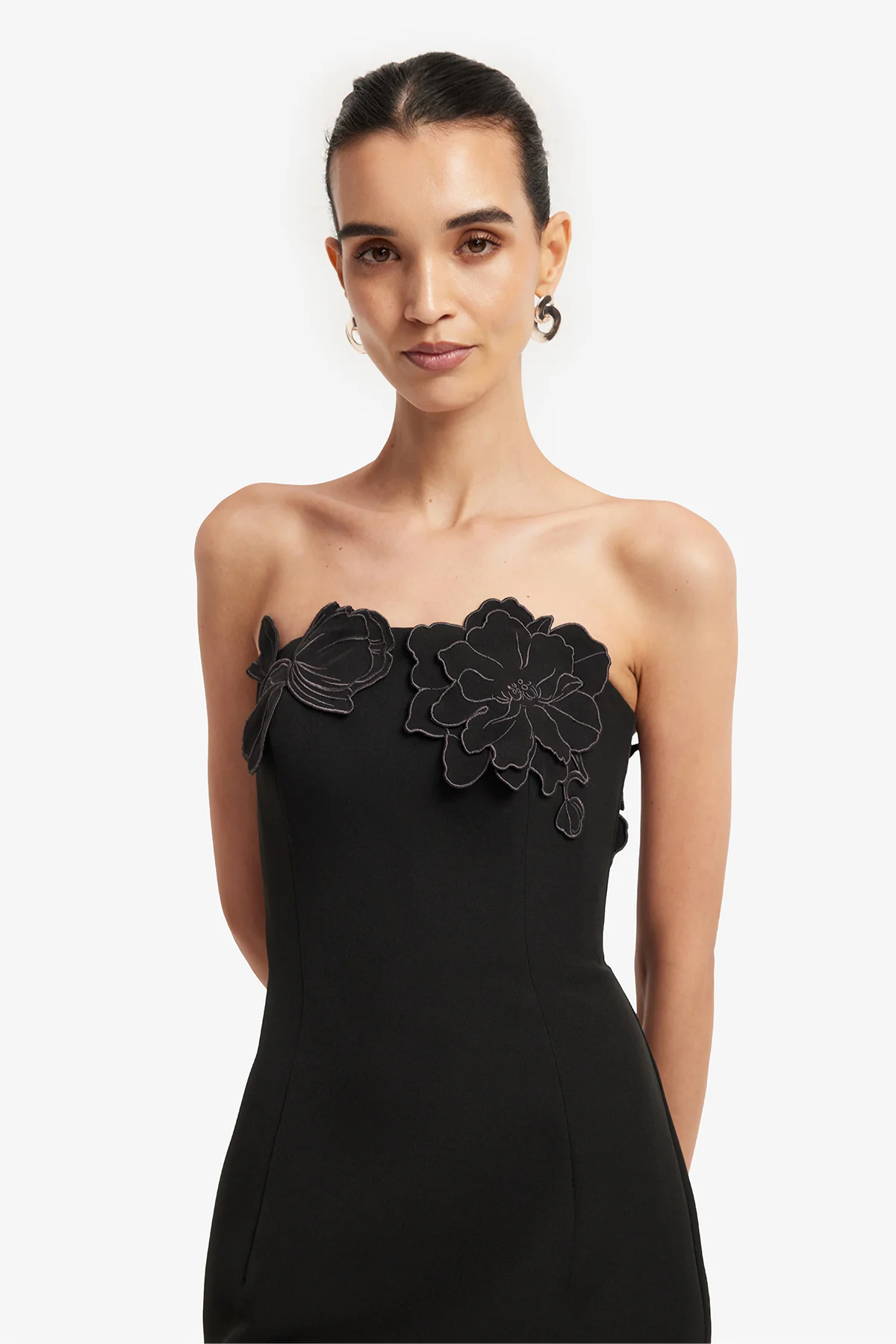 Rayna Appliqué Bustier Maxi Dress - Ebony - Image 5
