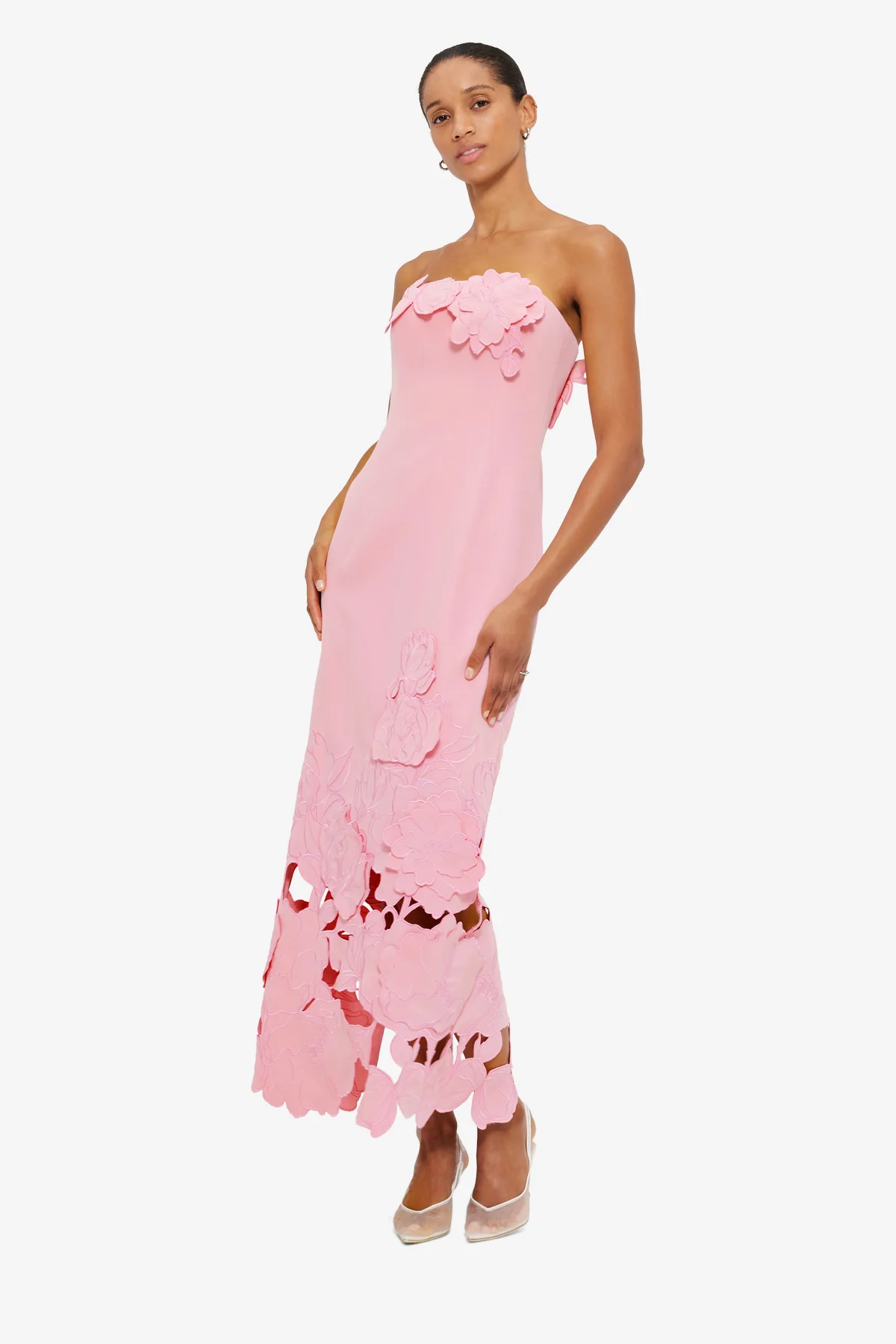 Rayna Appliqué Bustier Maxi Dress - Flamingo - Image 3