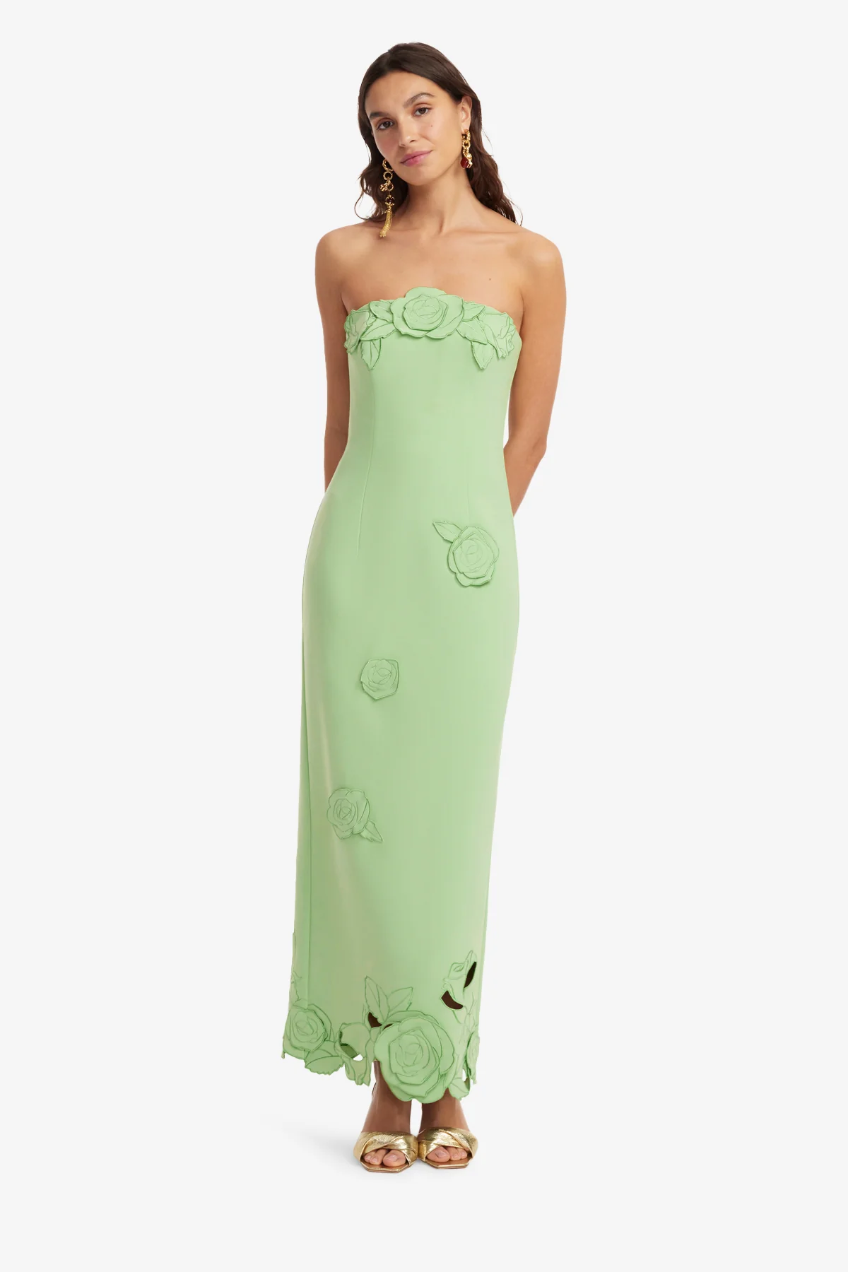 Rayna Appliqué Bustier Maxi Dress - Juniper Green - Image 3