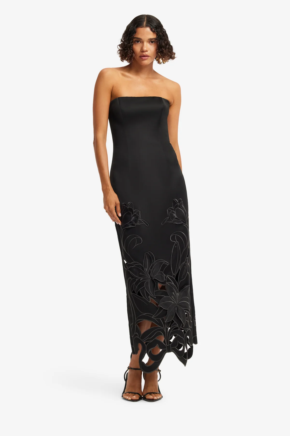 Rayna Appliqué Bustier Maxi Dress - Lily in Ebony - Image 3