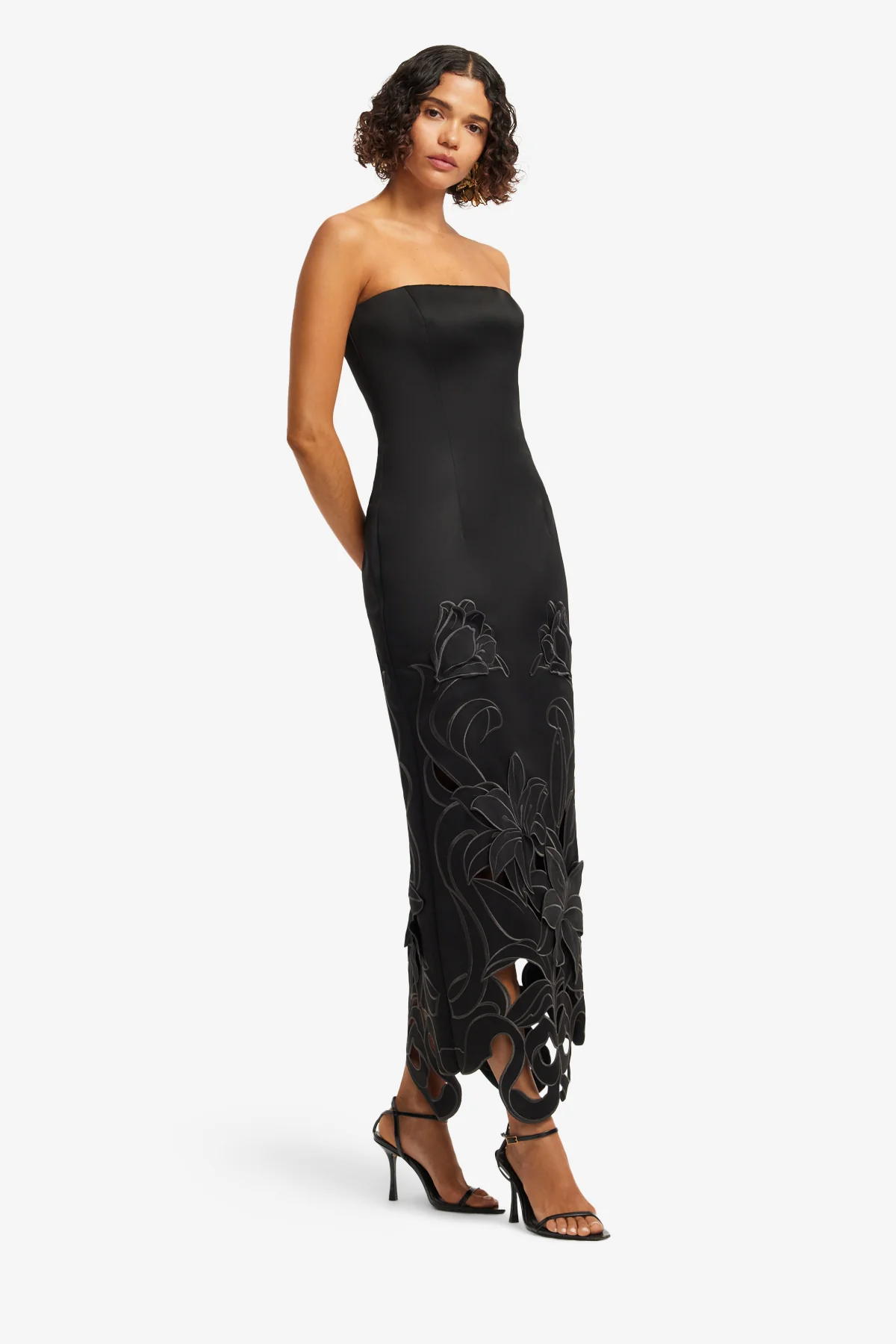 Rayna Appliqué Bustier Maxi Dress - Lily in Ebony - Image 4