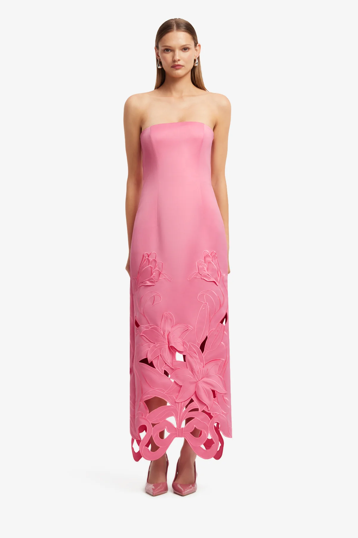 Rayna Appliqué Bustier Maxi Dress - Lily in Fuchsia - Image 2
