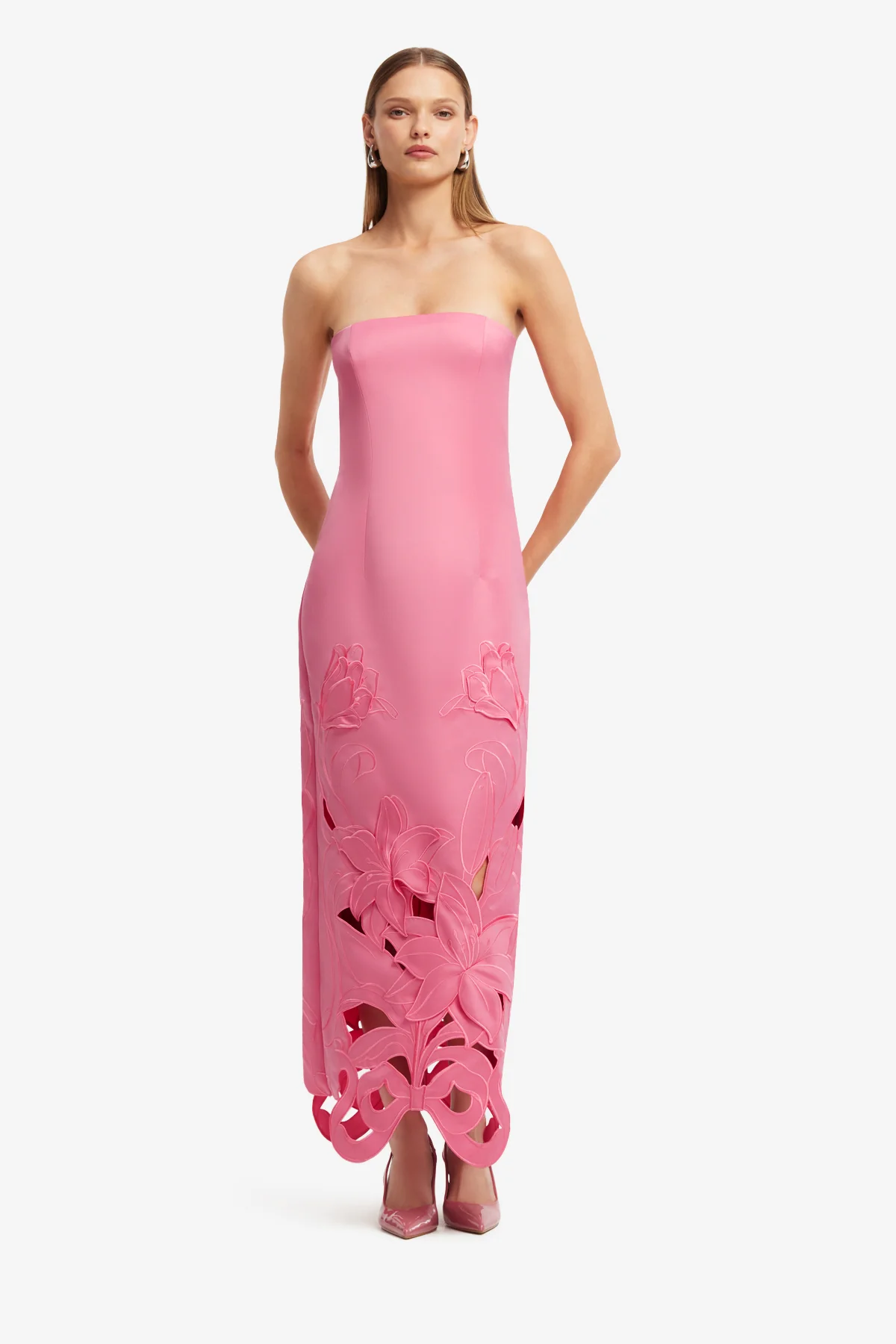 Rayna Appliqué Bustier Maxi Dress - Lily in Fuchsia - Image 3
