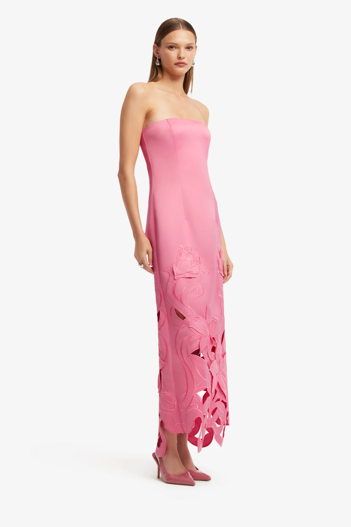 Rayna Appliqué Bustier Maxi Dress - Lily in Fuchsia - Image 4