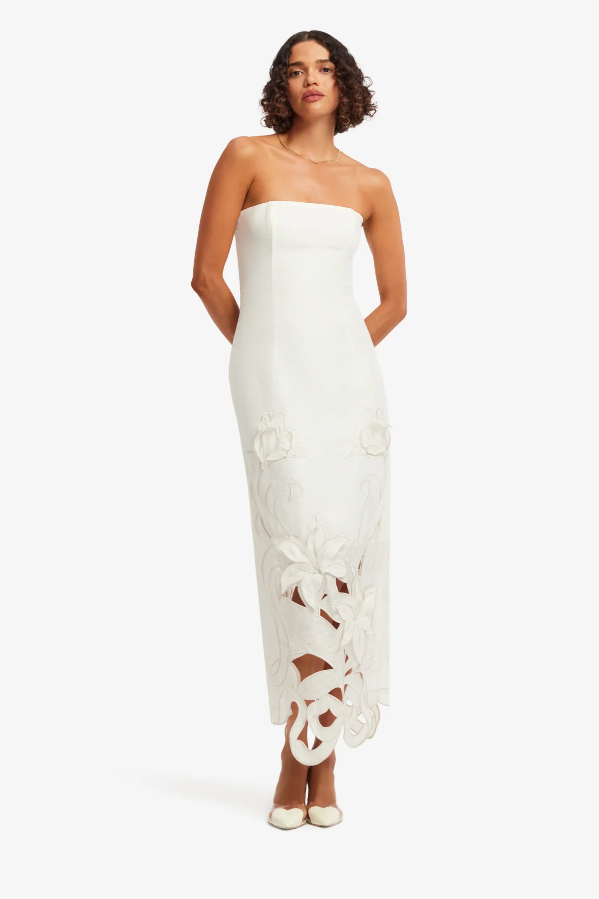 Rayna Appliqué Bustier Maxi Dress - Lily in Snow - Image 3