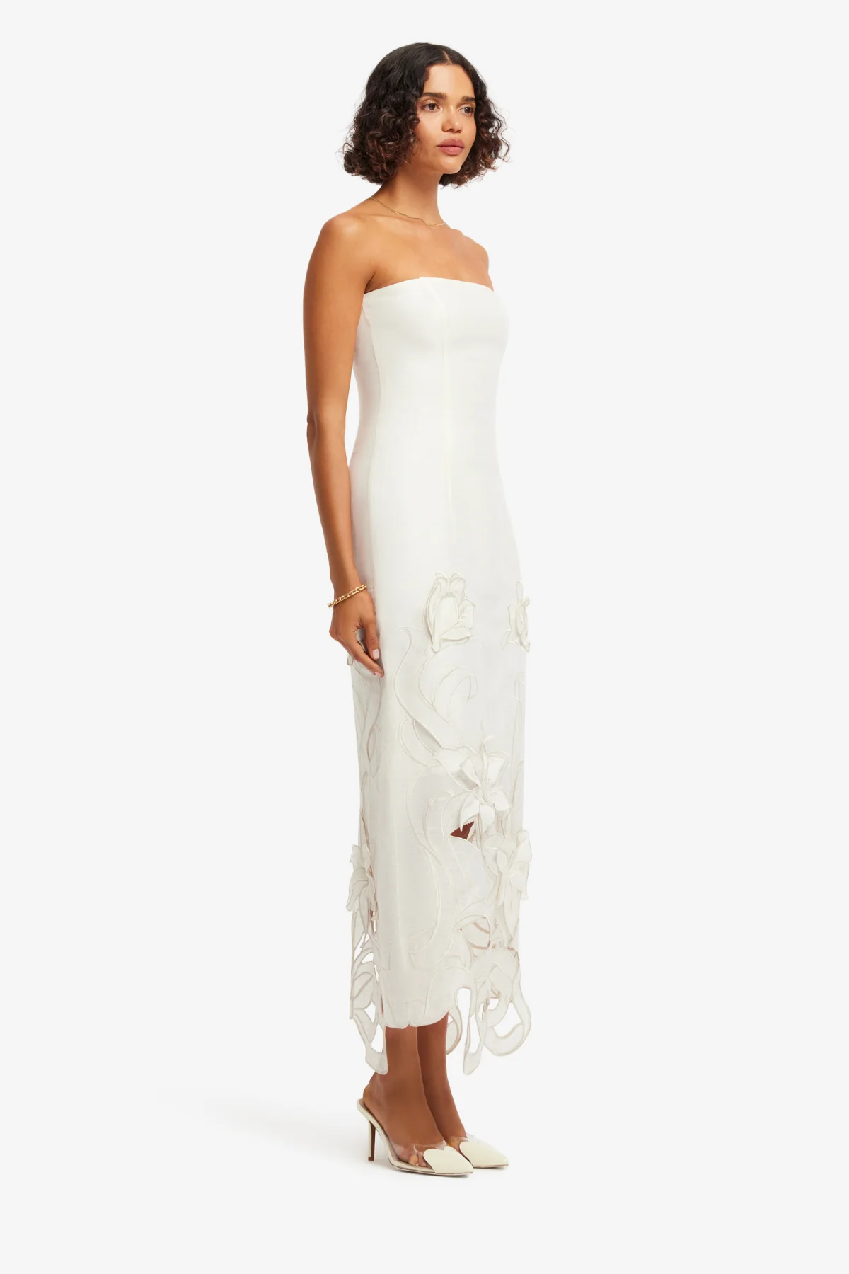 Rayna Appliqué Bustier Maxi Dress - Lily in Snow - Image 4