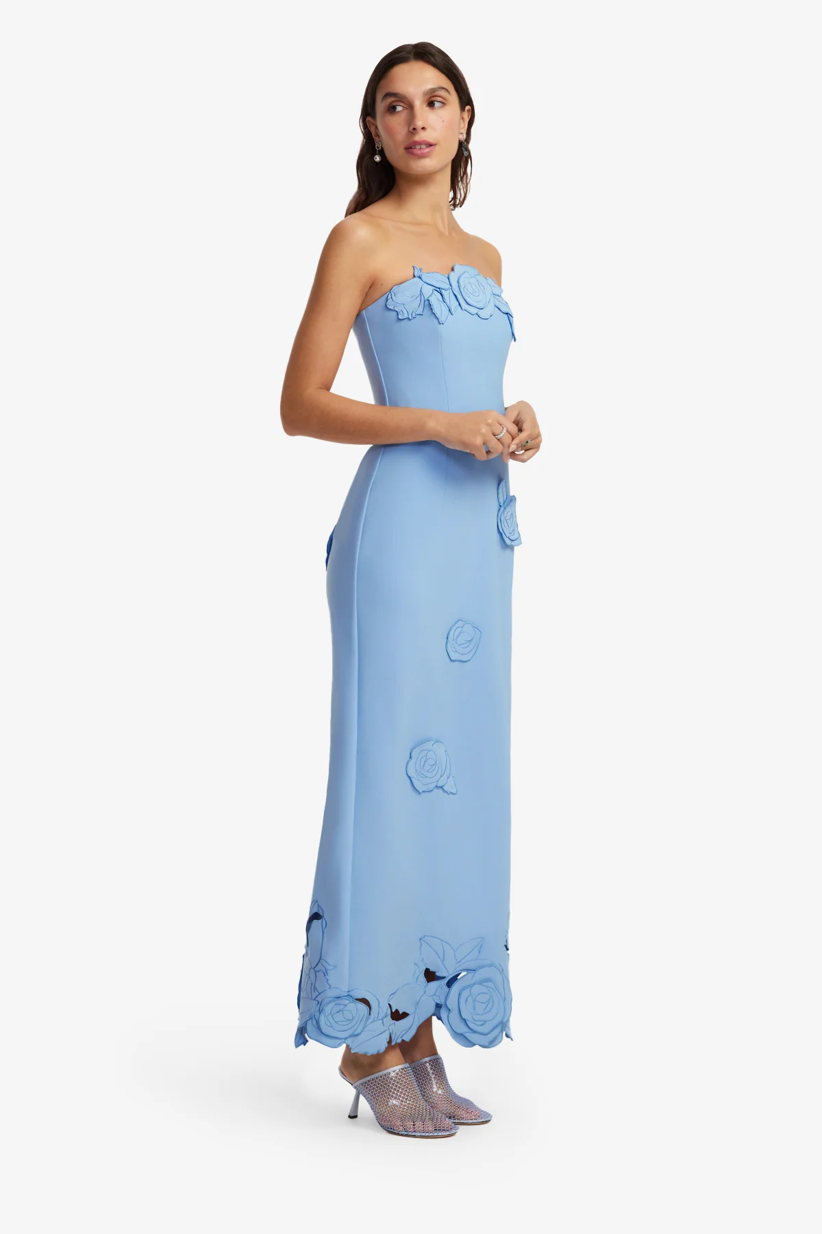 Rayna Appliqué Bustier Maxi Dress - Pastel Blue - Image 4