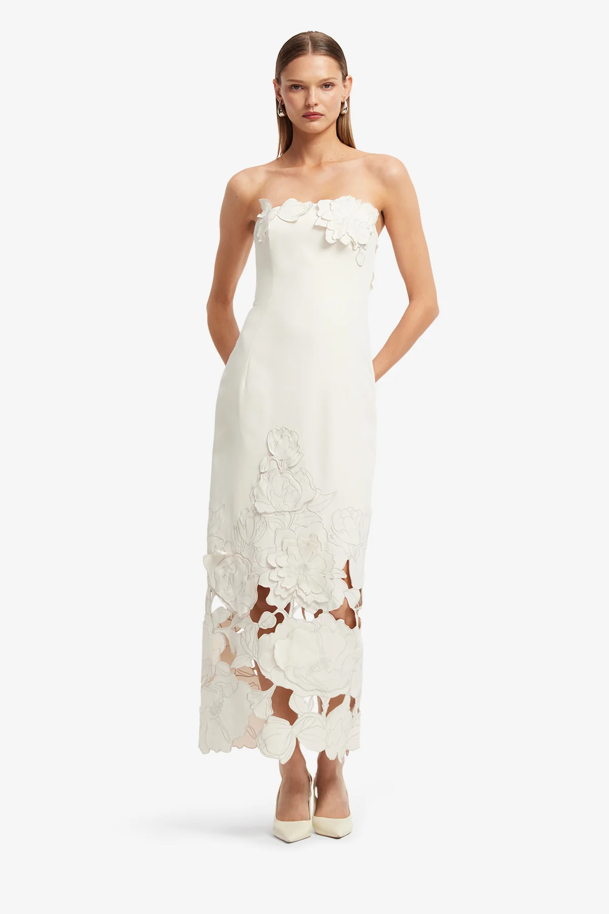 Rayna Appliqué Bustier Maxi Dress - Vanilla - Image 3