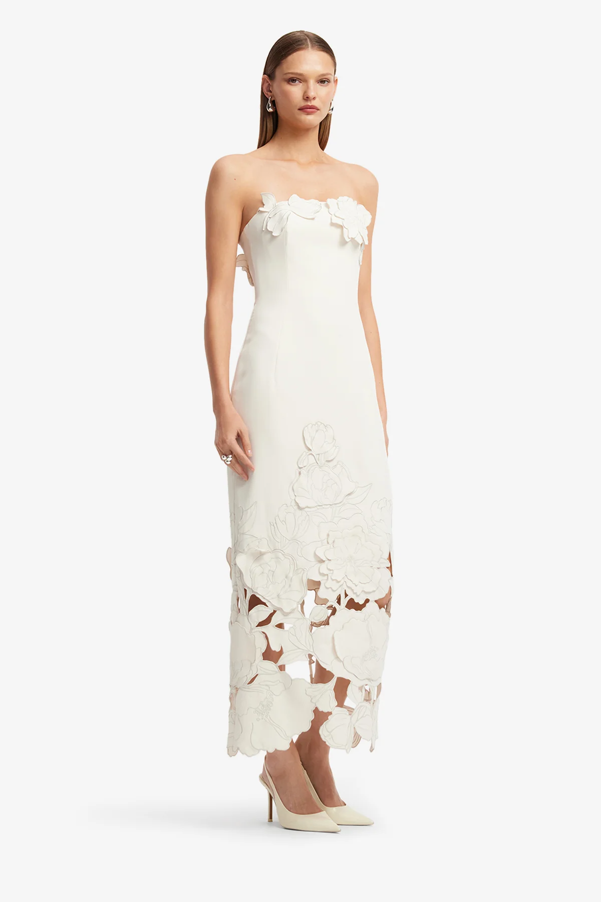 Rayna Appliqué Bustier Maxi Dress - Vanilla - Image 4