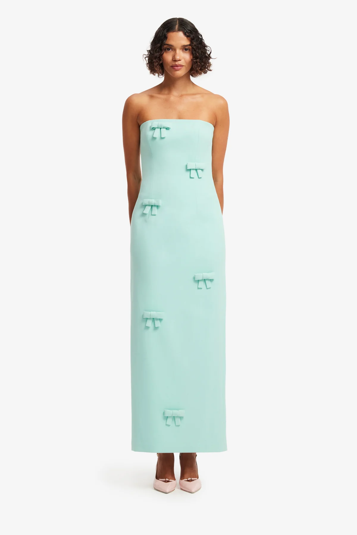 Rayna Bow Bustier Maxi Dress - Pale Turquoise - Image 2