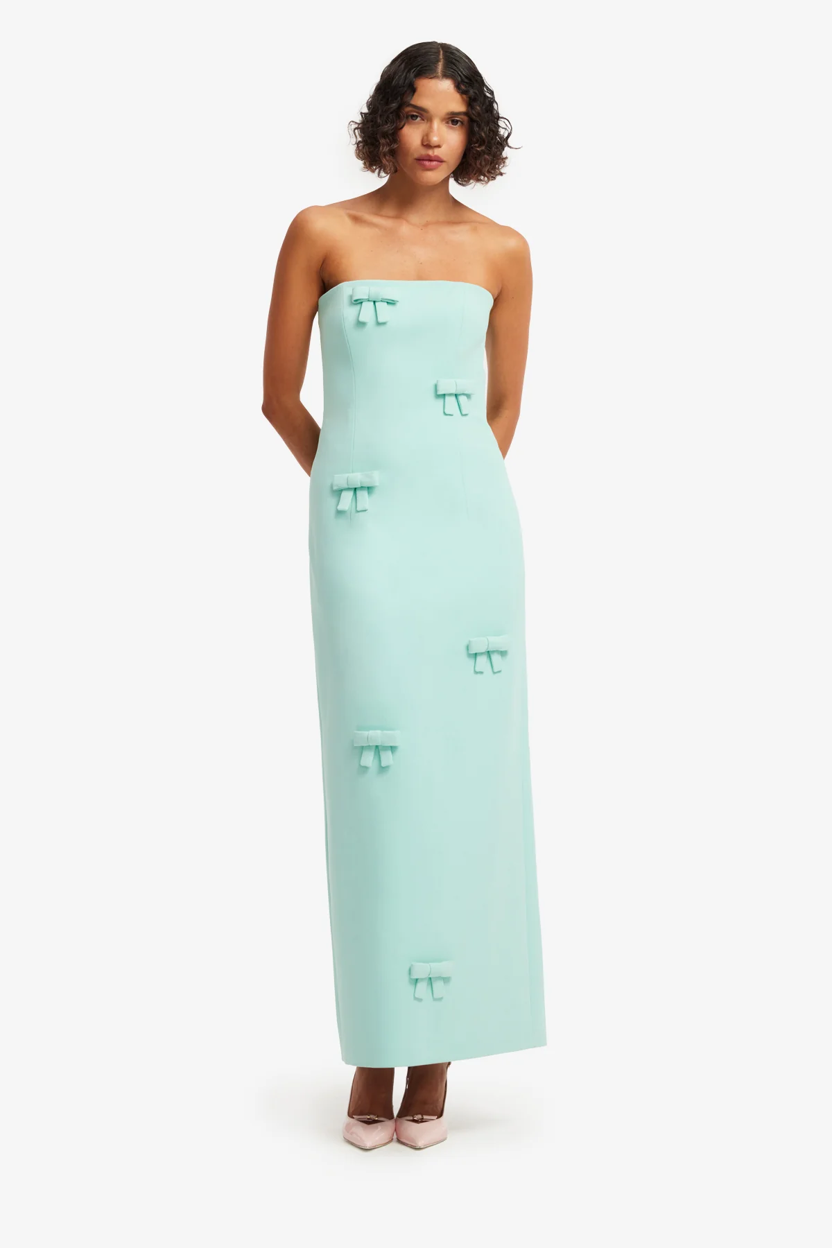 Rayna Bow Bustier Maxi Dress - Pale Turquoise - Image 3