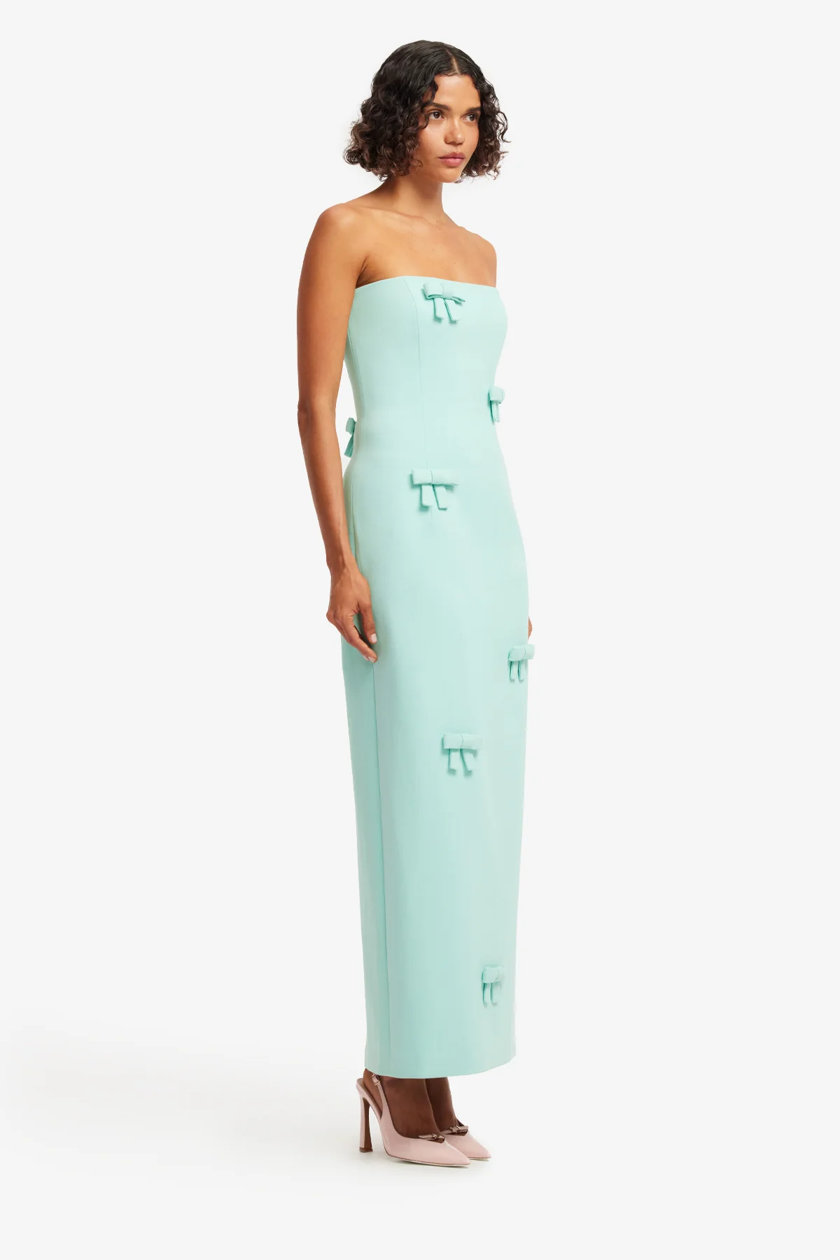 Rayna Bow Bustier Maxi Dress - Pale Turquoise - Image 4
