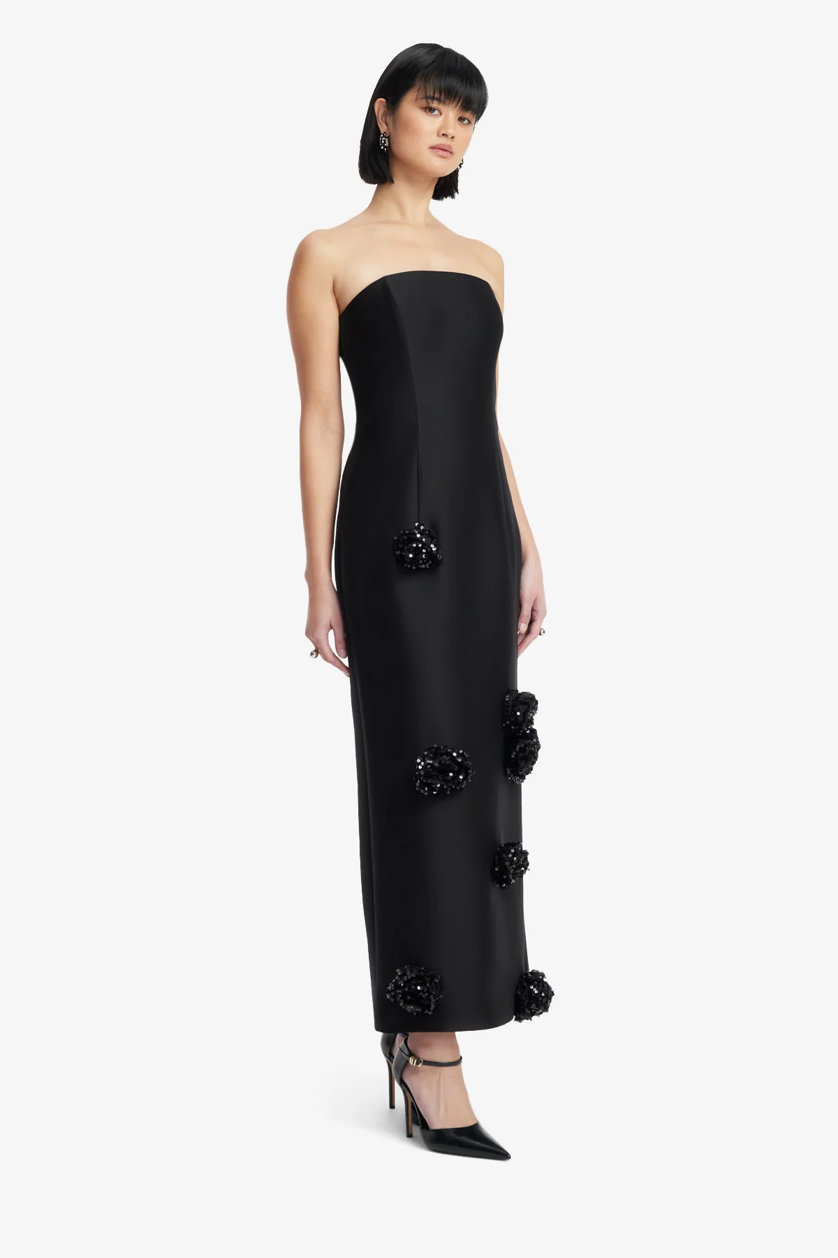 Rayna Embellished Wool Blend Bustier Maxi Dress - Ebony - Image 4