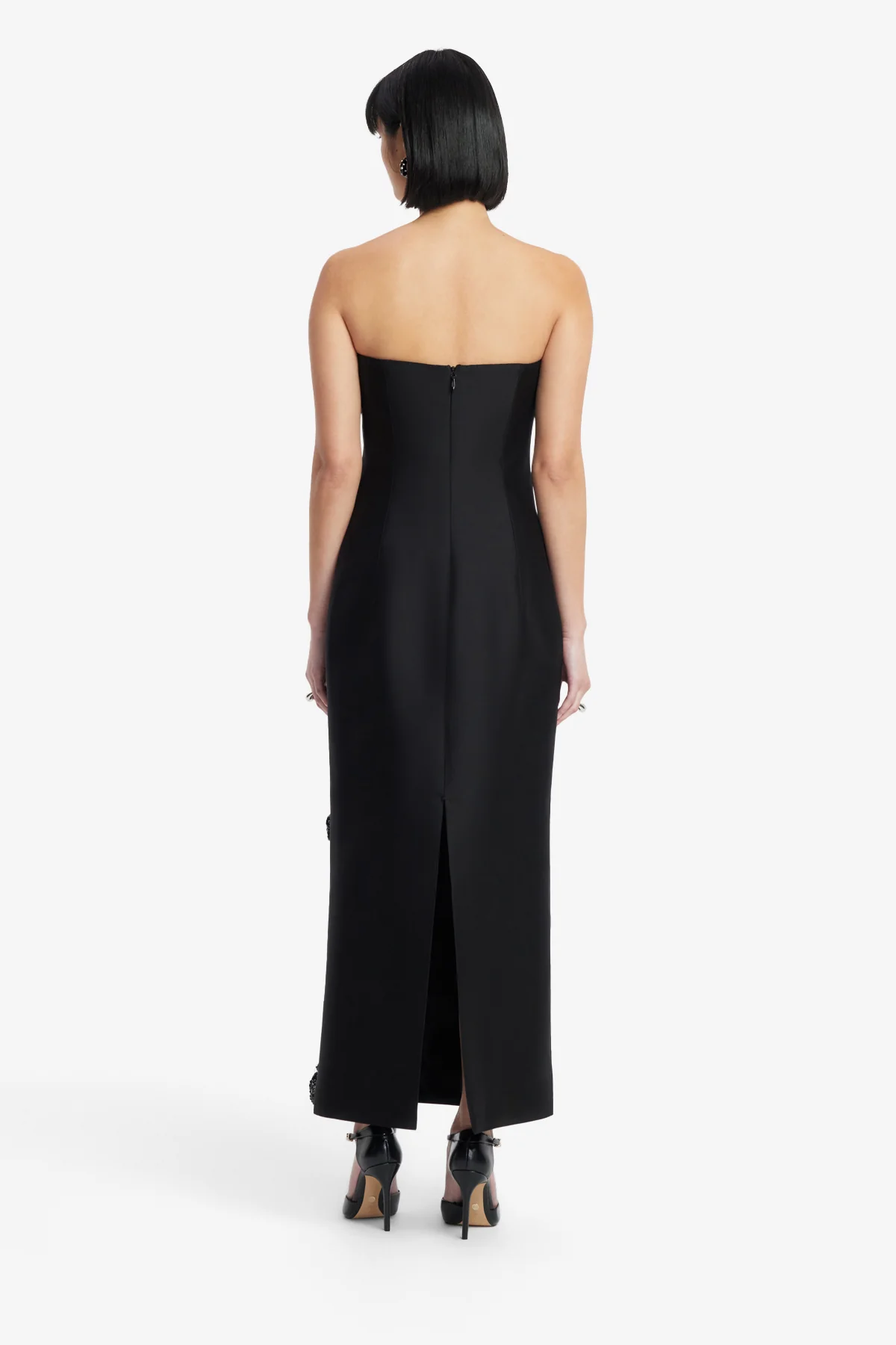 Rayna Embellished Wool Blend Bustier Maxi Dress - Ebony - Image 5