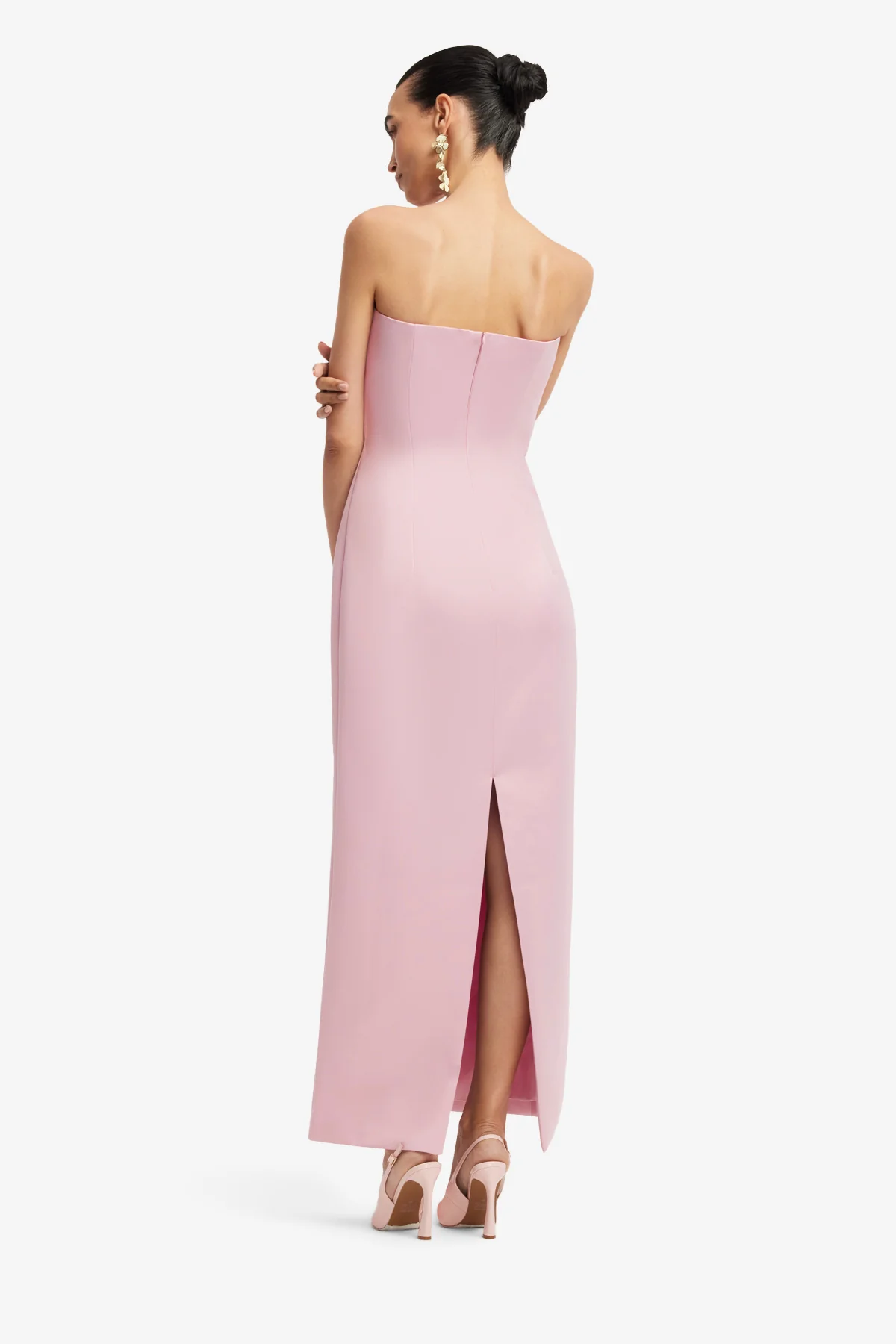 Rayna Embroidered Bustier Maxi Dress - Bouquet Print in Pastel Pink - Image 5