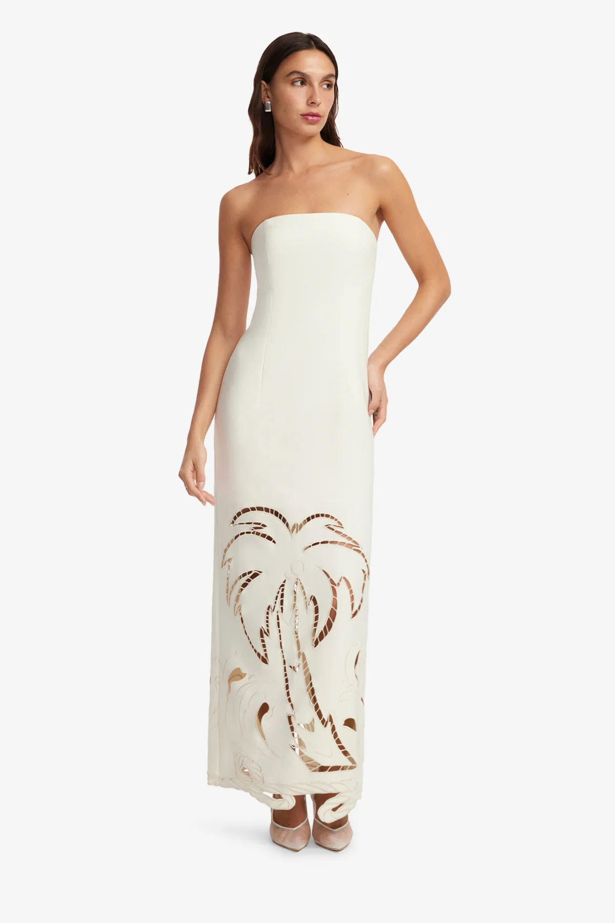 Rayna Palm Bustier Maxi Dress - Vanilla - Image 3