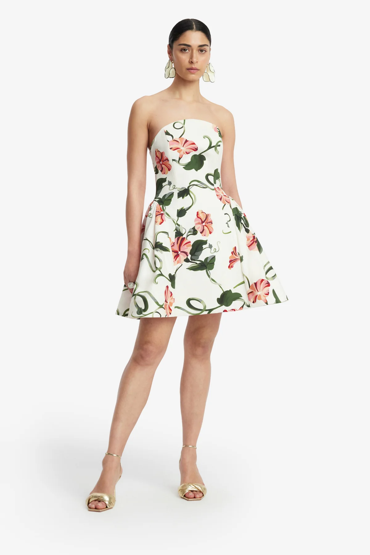 Reese Bustier Mini Dress - Vine Print in Snow - Image 3