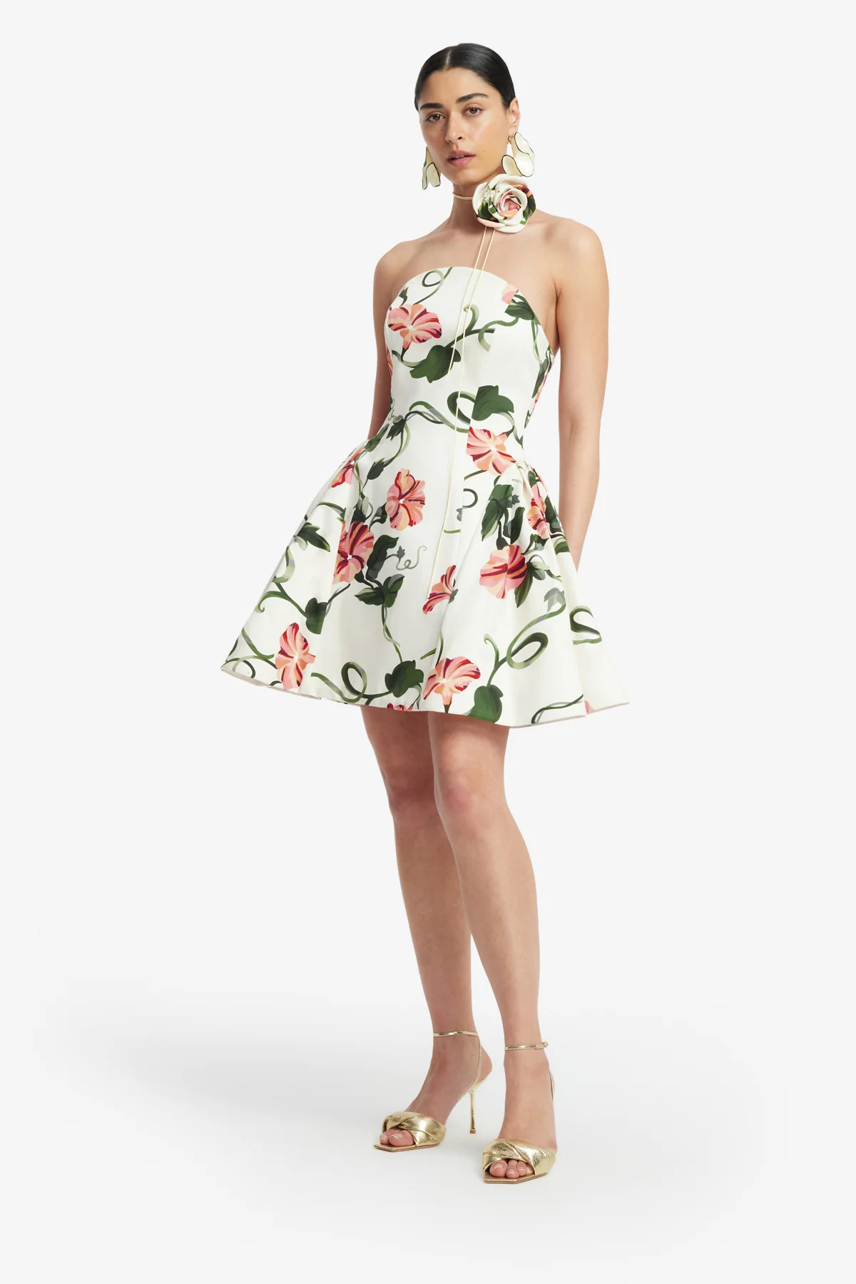 Reese Bustier Mini Dress - Vine Print in Snow - Image 4