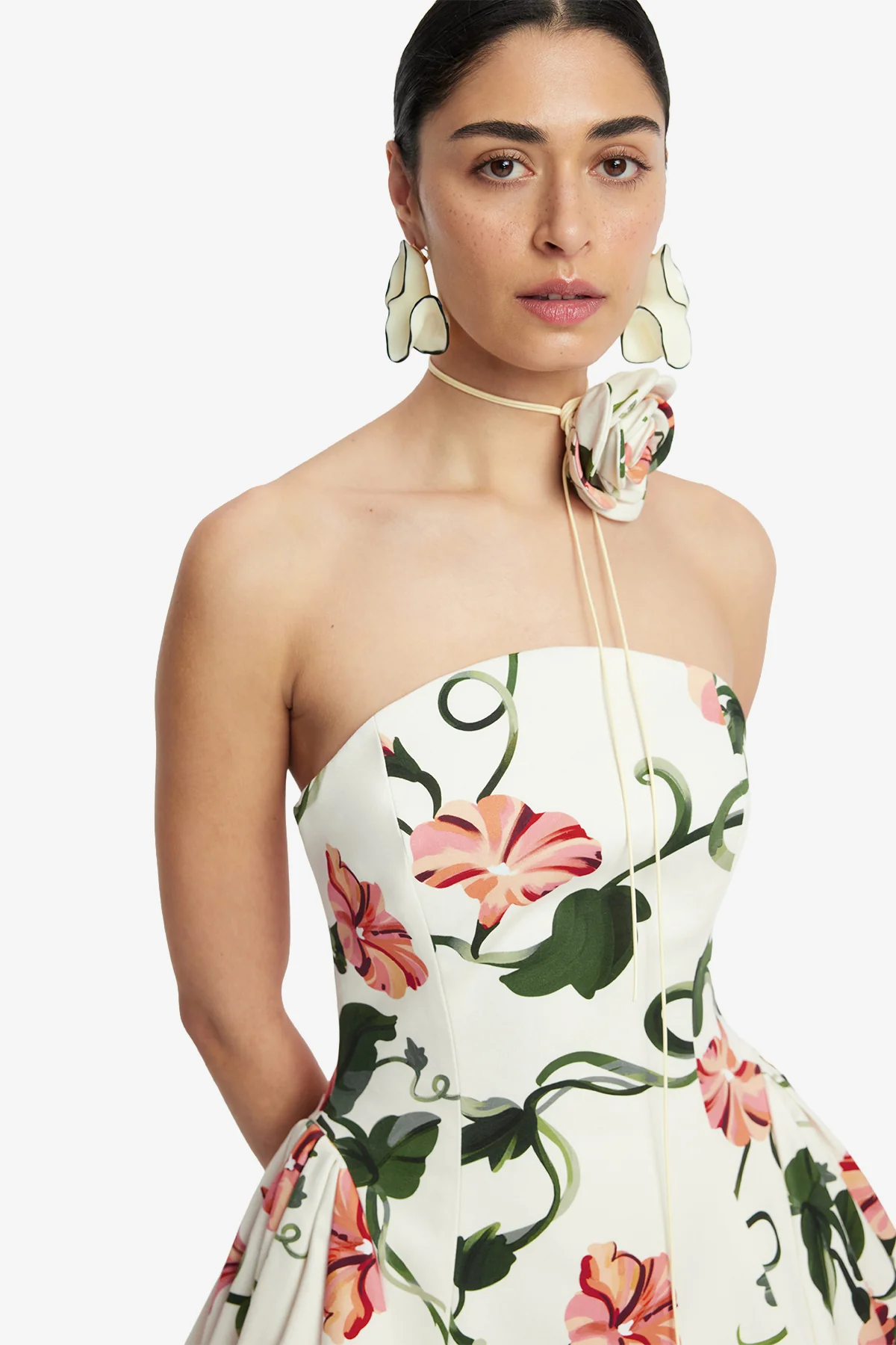 Reese Bustier Mini Dress - Vine Print in Snow - Image 6