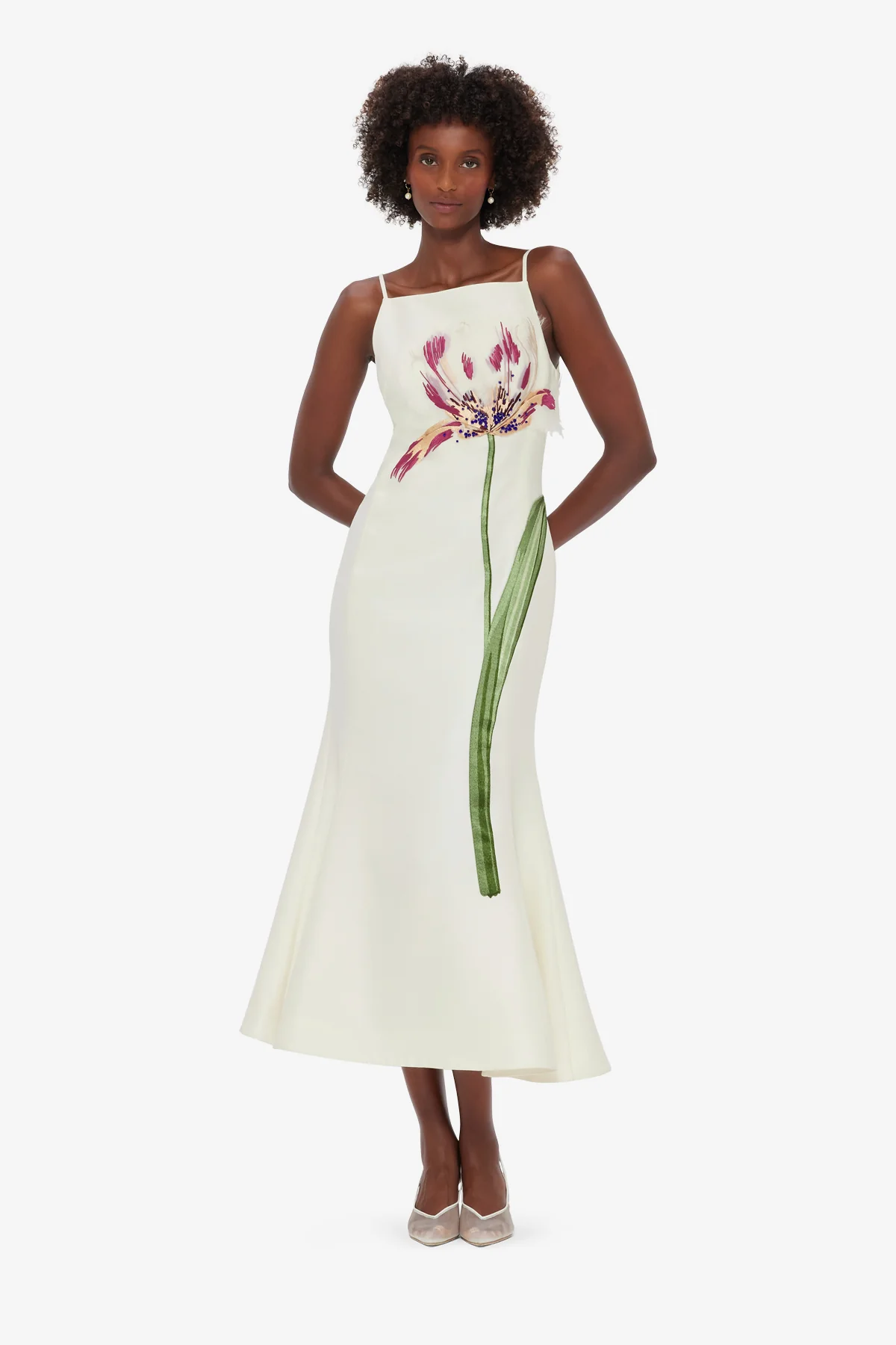 Regina Embellished Wool Blend Midi Dress - Snow - Image 3