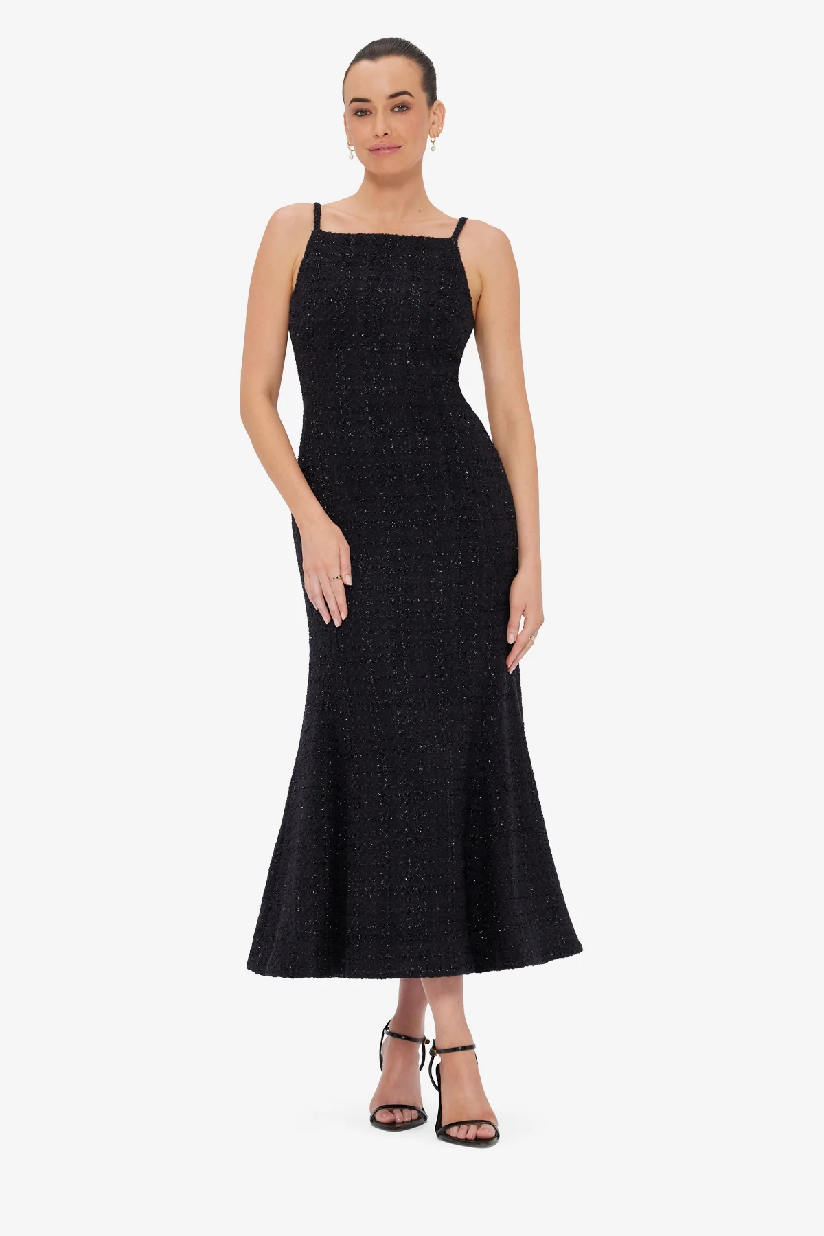 Regina Tweed Midi Dress - Ebony - Image 3