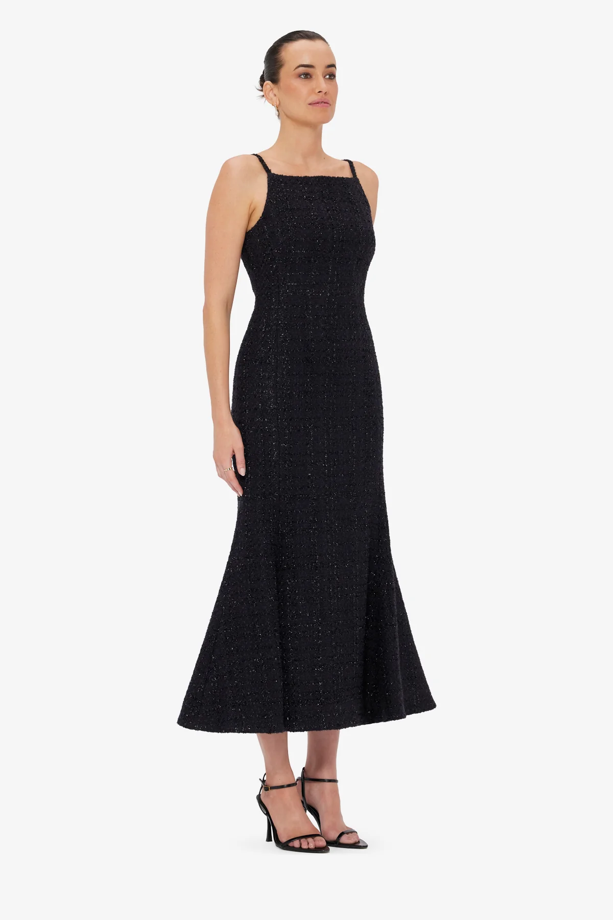 Regina Tweed Midi Dress - Ebony - Image 4