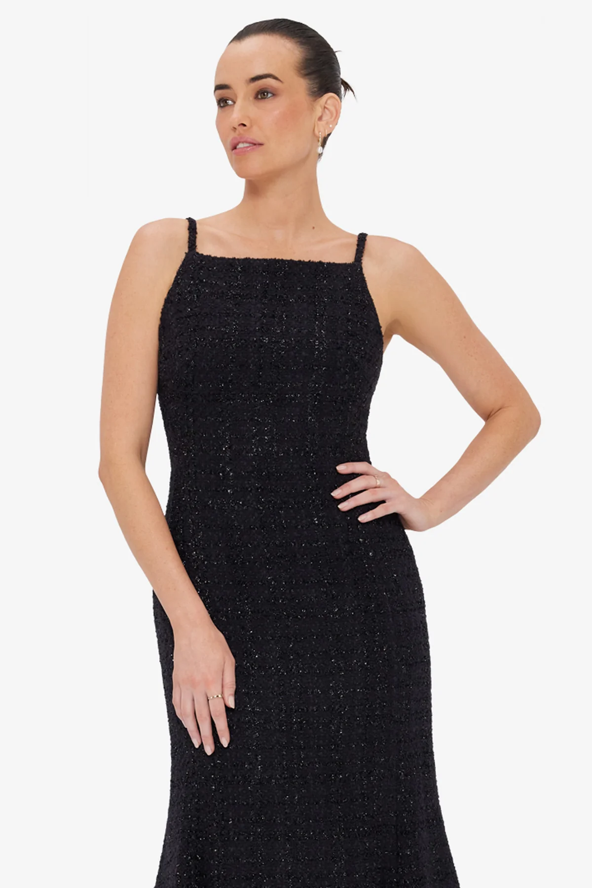 Regina Tweed Midi Dress - Ebony - Image 6