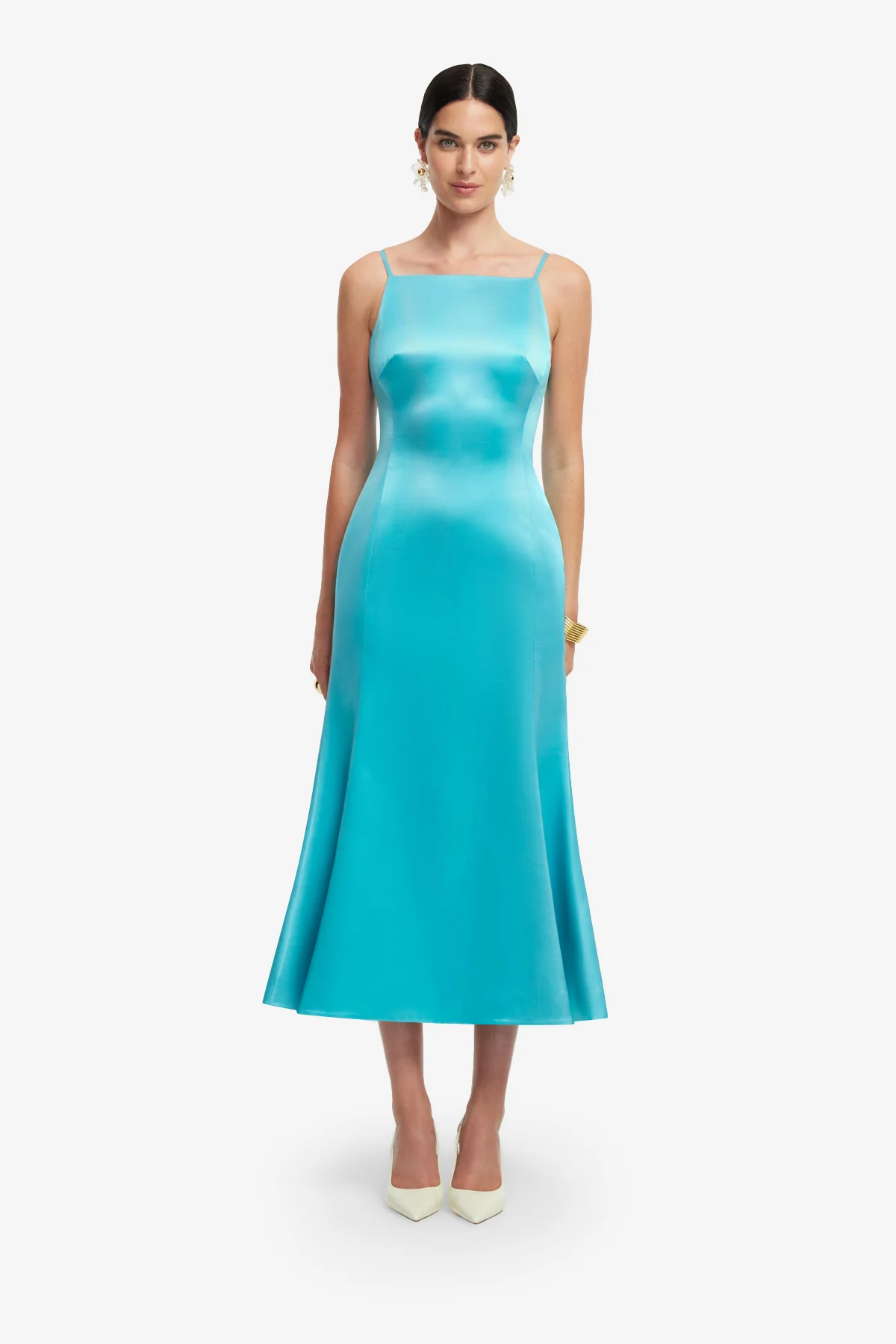 Regina Wool Blend Midi Dress - Aqua - Image 2