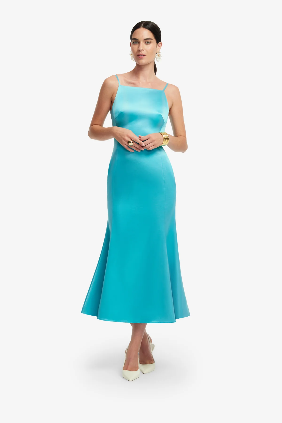 Regina Wool Blend Midi Dress - Aqua - Image 3