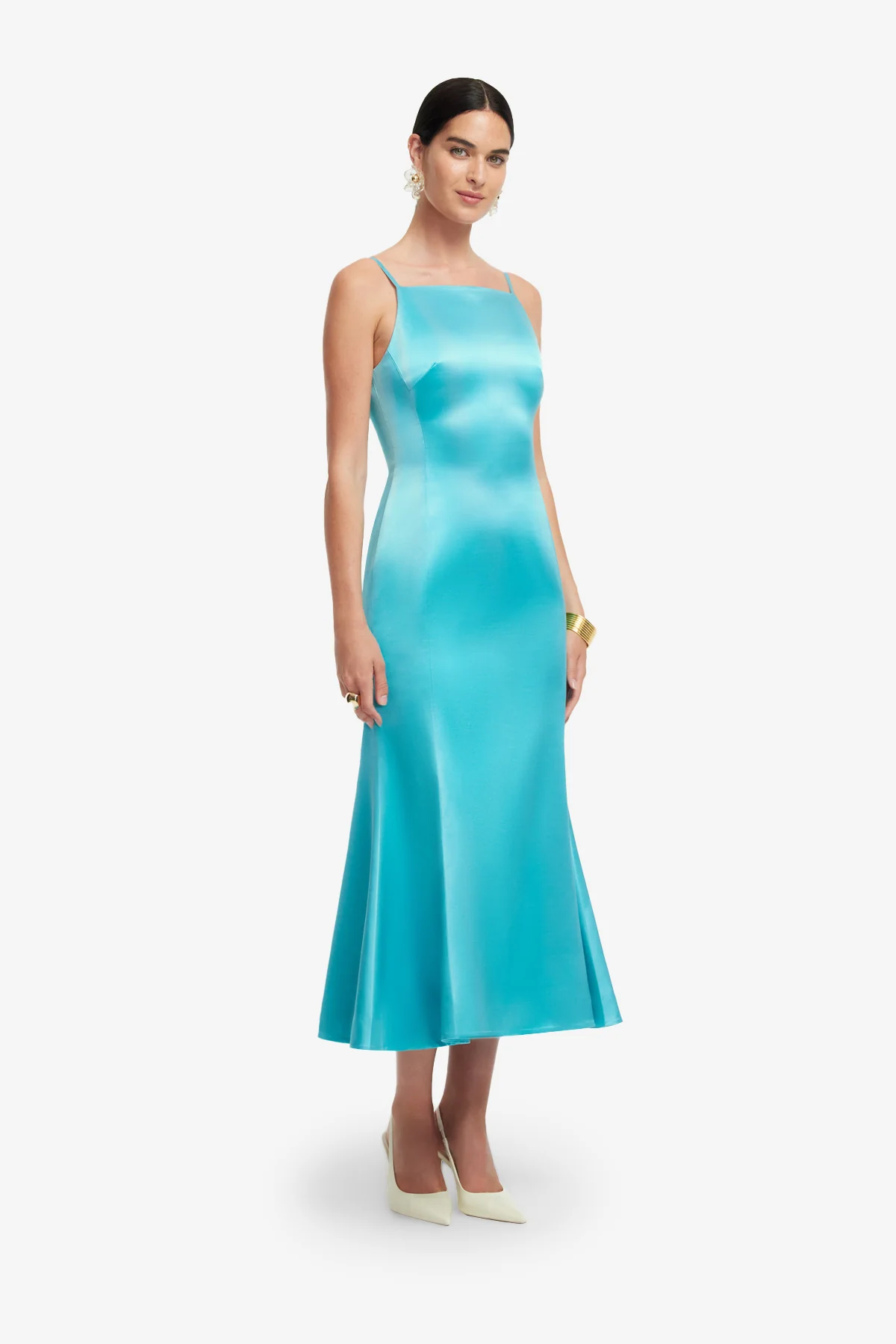 Regina Wool Blend Midi Dress - Aqua - Image 4