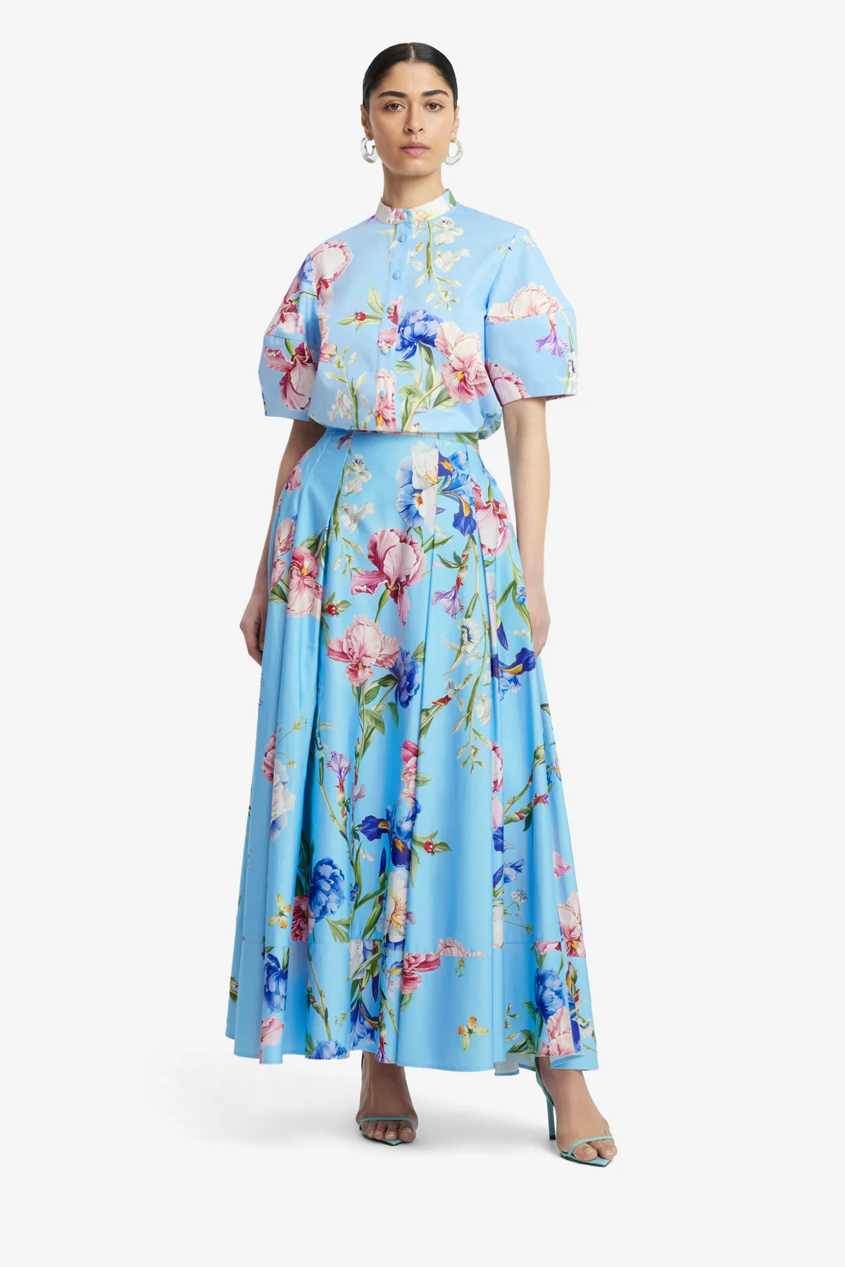 Rhiannan Skirt - Garden Print in Baby Blue - Image 5