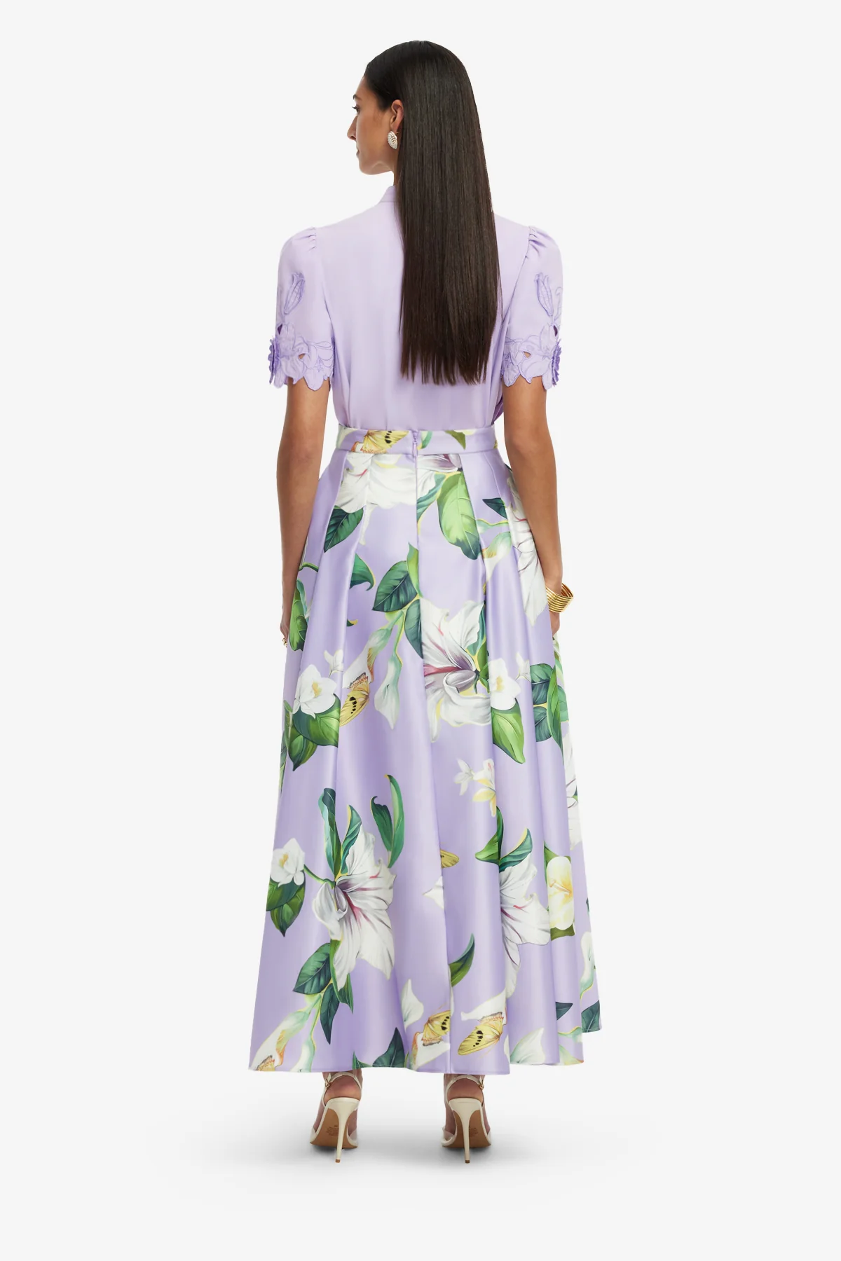 Rhiannan Skirt - Lily Blossom Print in Lilac - Image 5