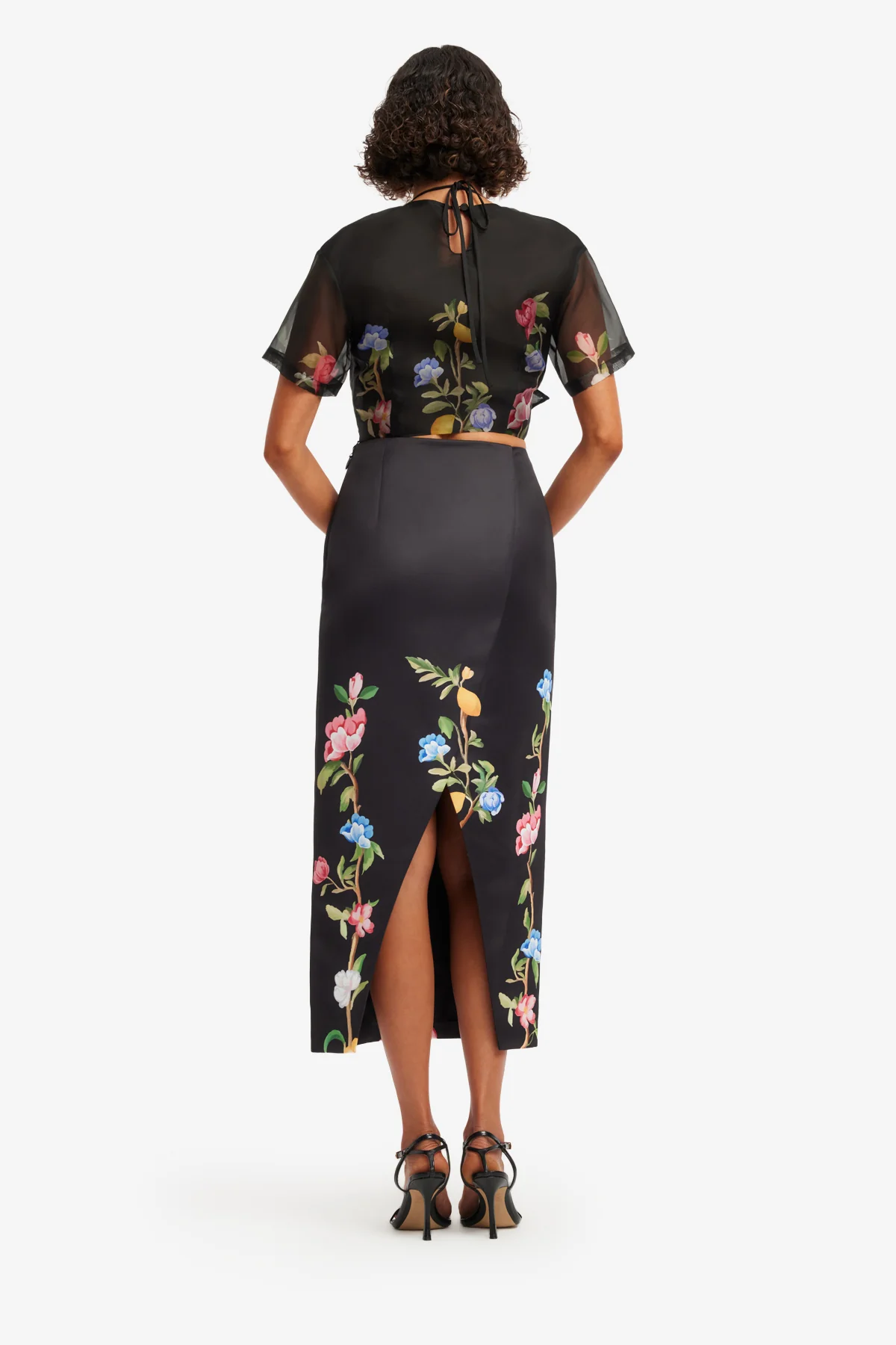 Riley Sleeve Top - Lemon Vine Print in Ebony - Image 5