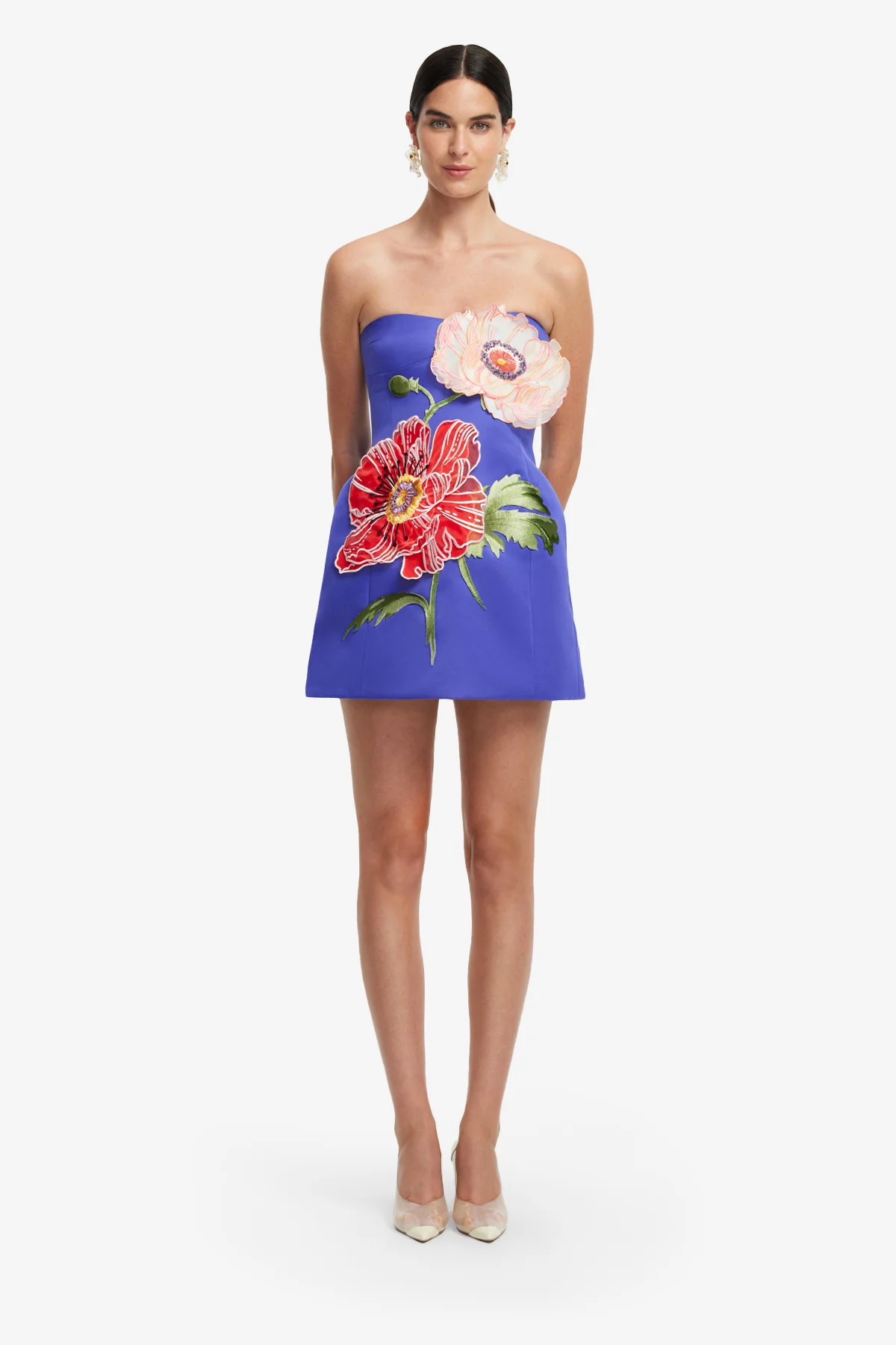 Rosario Appliqué Floral Bustier Mini Dress - Lapis - Image 2