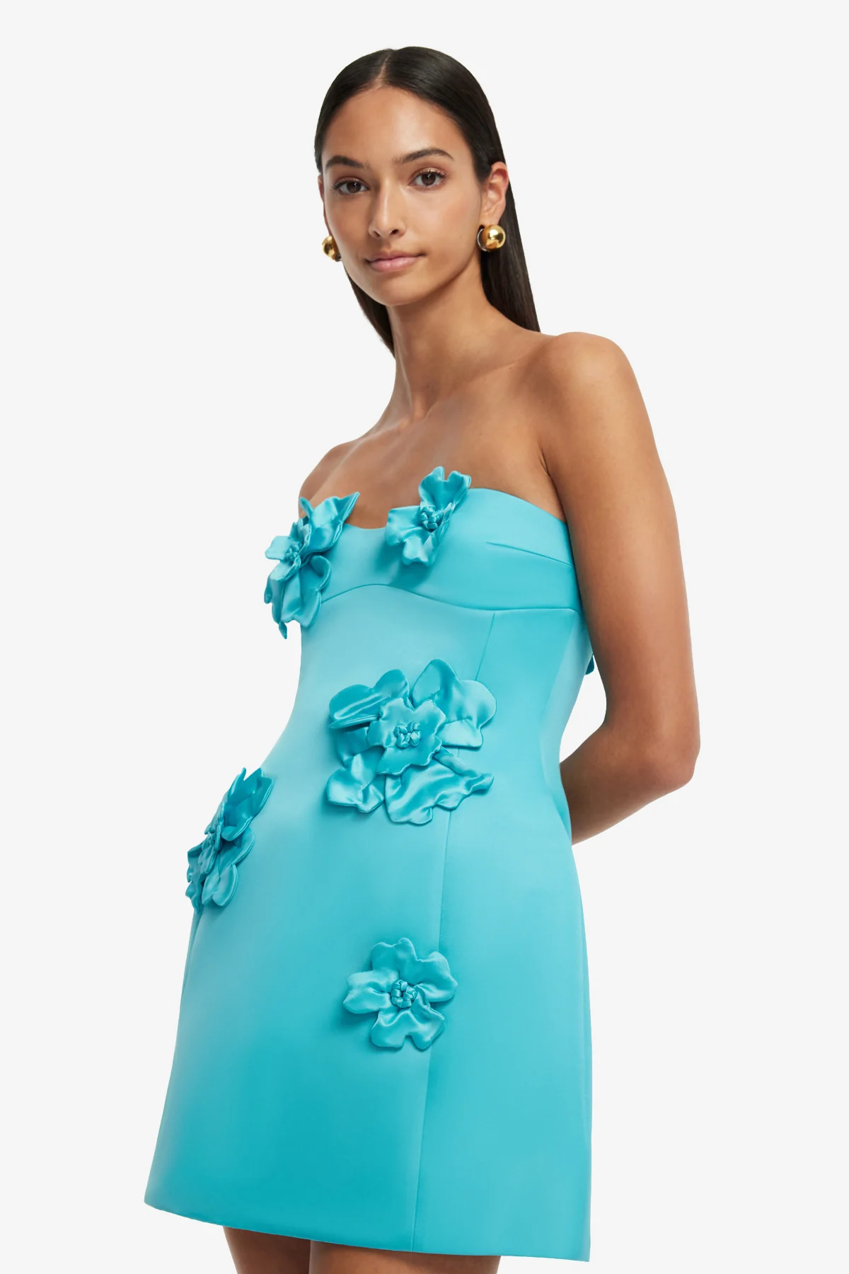 Rosario Petal Bustier Mini Dress - Aqua - Image 6