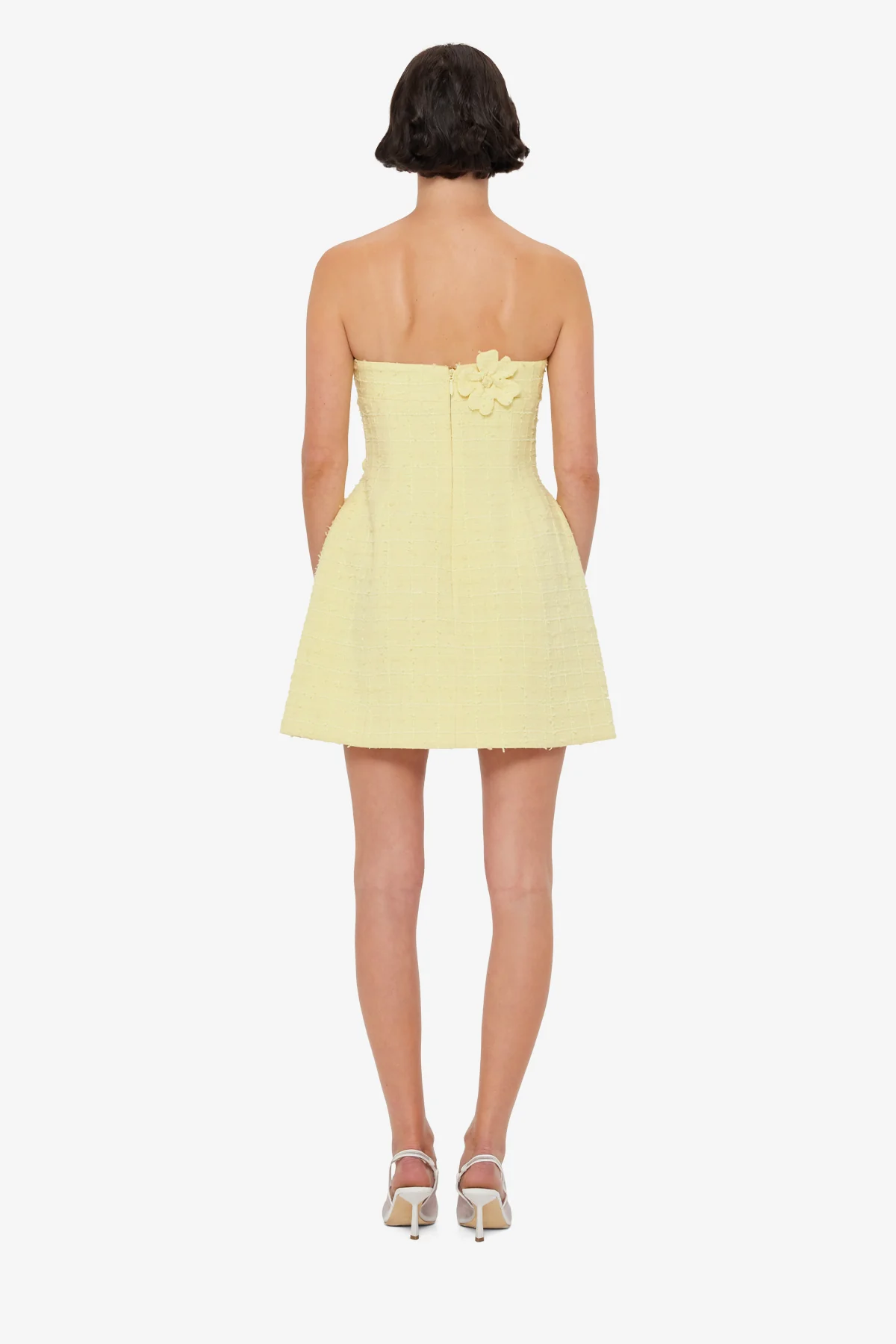 Rosario Tweed Petal Bustier Mini Dress - Sorbet Yellow - Image 5