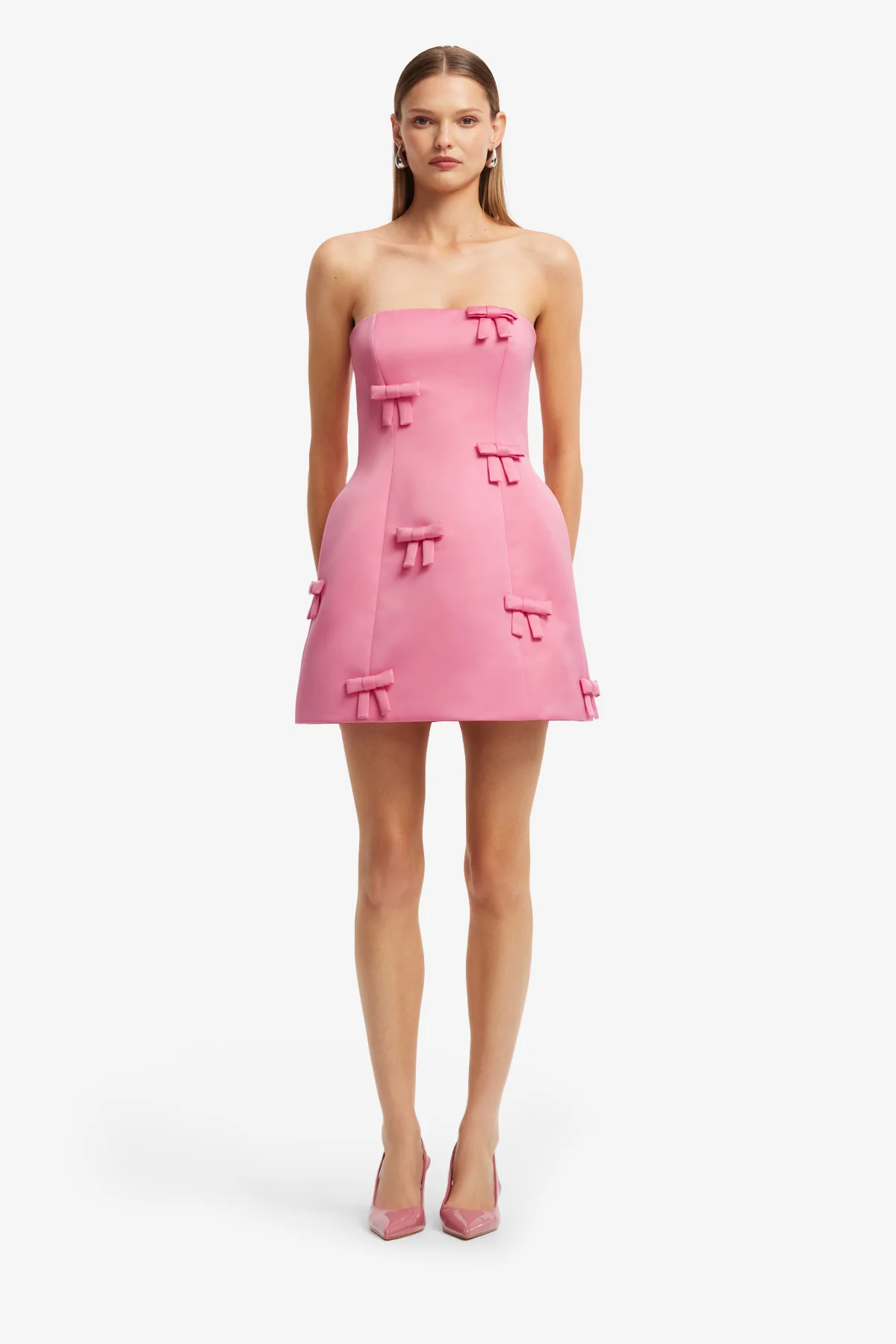 Roselle Bow Mini Dress - Fuchsia - Image 2
