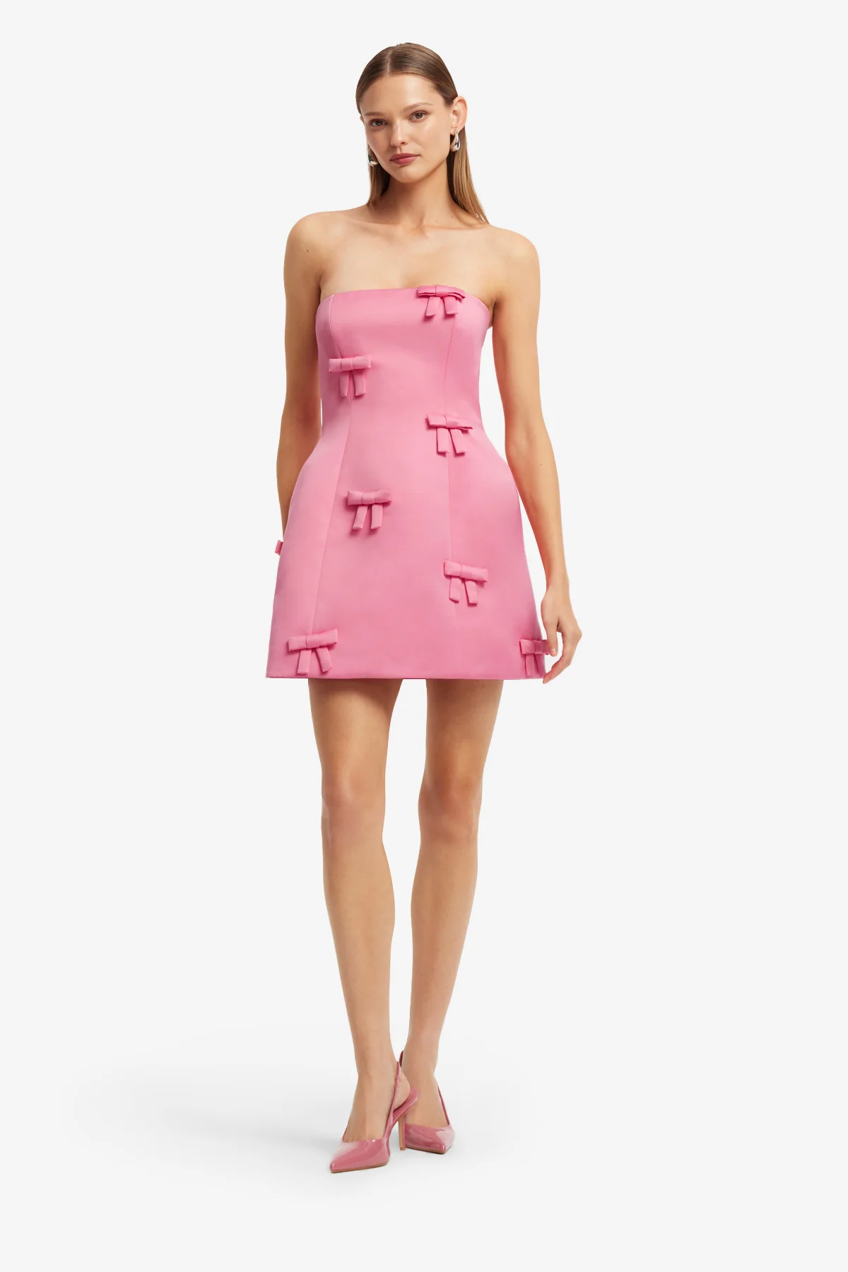 Roselle Bow Mini Dress - Fuchsia - Image 3