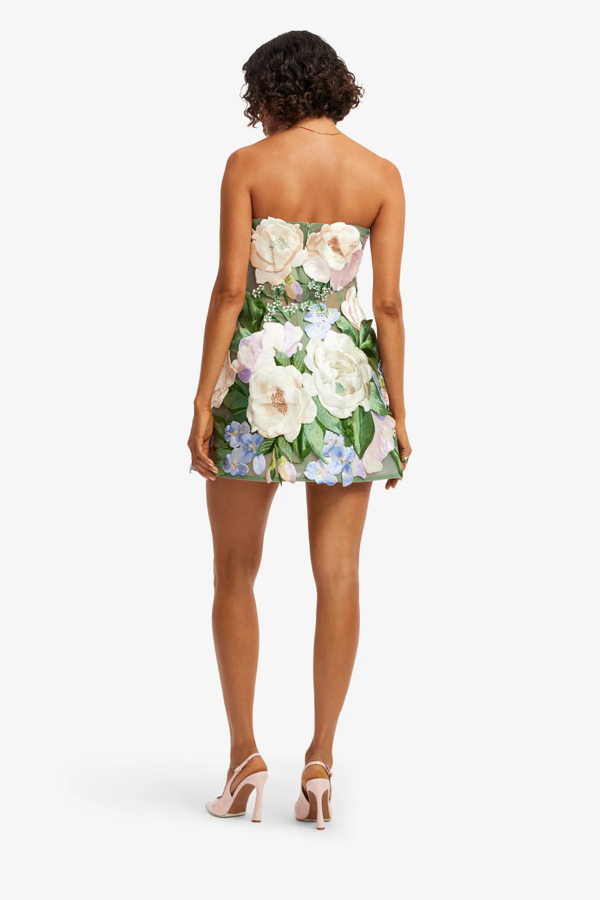 Roselle Floral Hand-Embroidered Bustier Mini Dress - Blossom - Image 5
