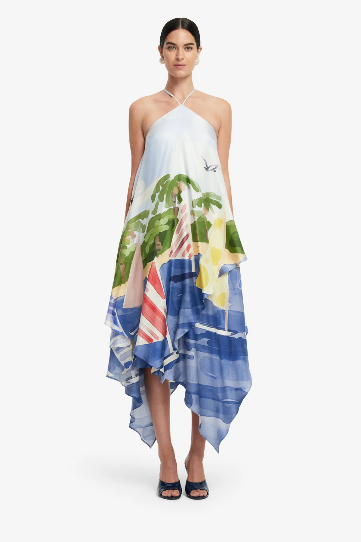 Sally Halterneck Maxi Dress - Nautical Print - Image 2