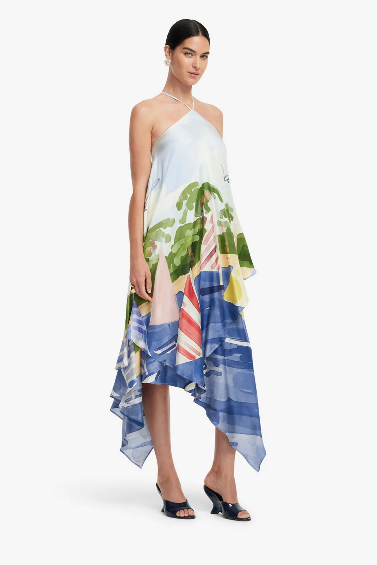 Sally Halterneck Maxi Dress - Nautical Print - Image 4
