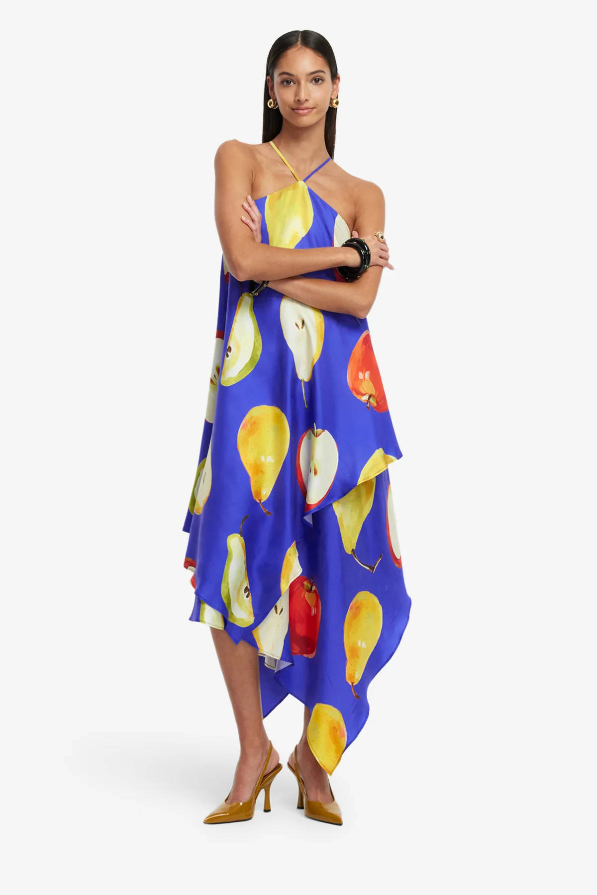 Sally Halterneck Maxi Dress - Pear Print - Image 3