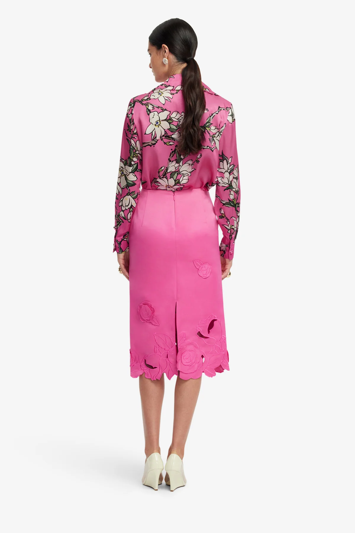 Sandra Silk Blouse - Pink Magnolia Print - Image 5